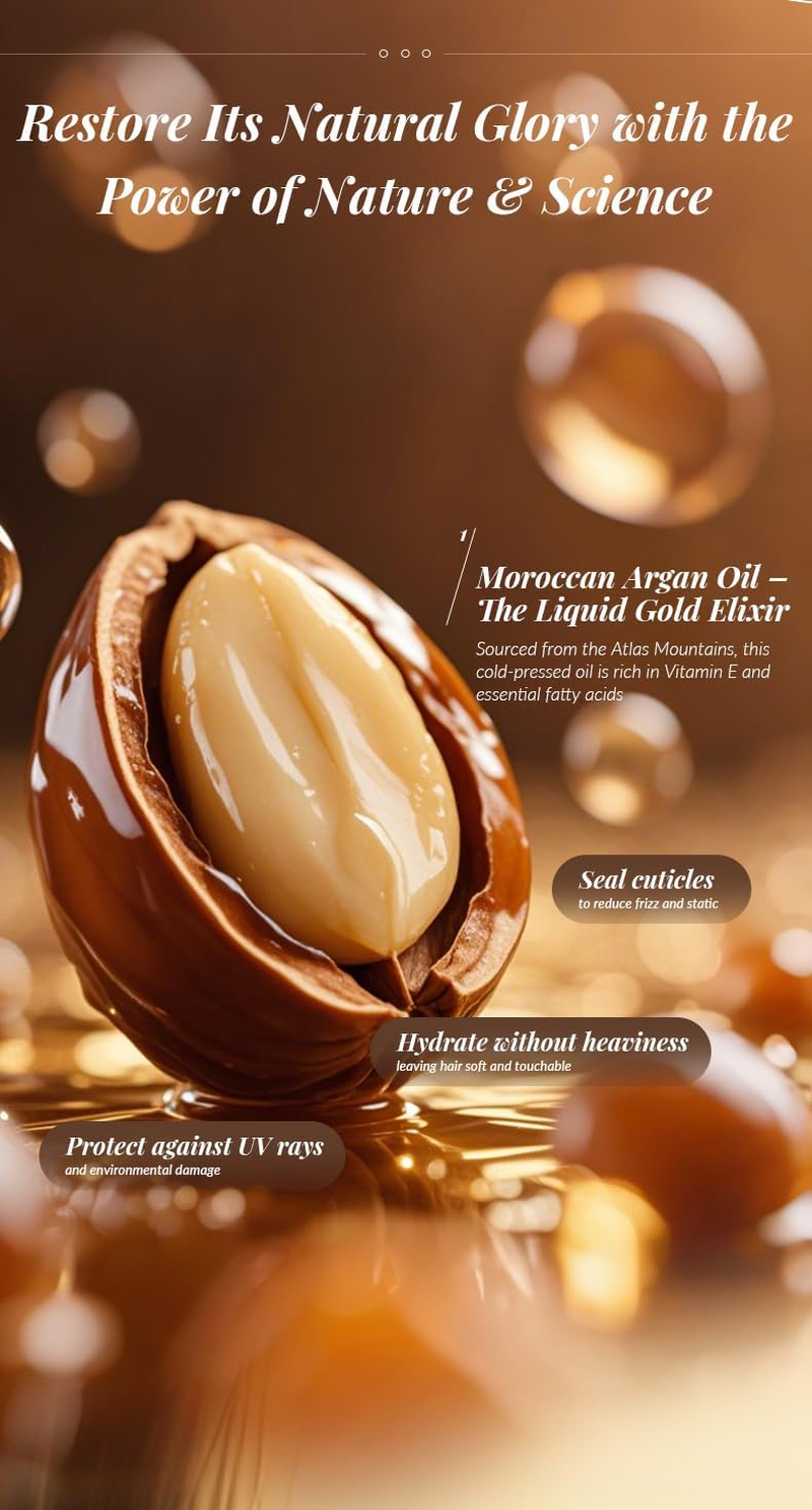 Karvannall Professional Argan Oil Hair Serum with Vitamin E and B5, 50Ml, Damage Repair, Reduce Split-Ends, Makes Silky & Smooth Hair, for All Hair Types image number 3