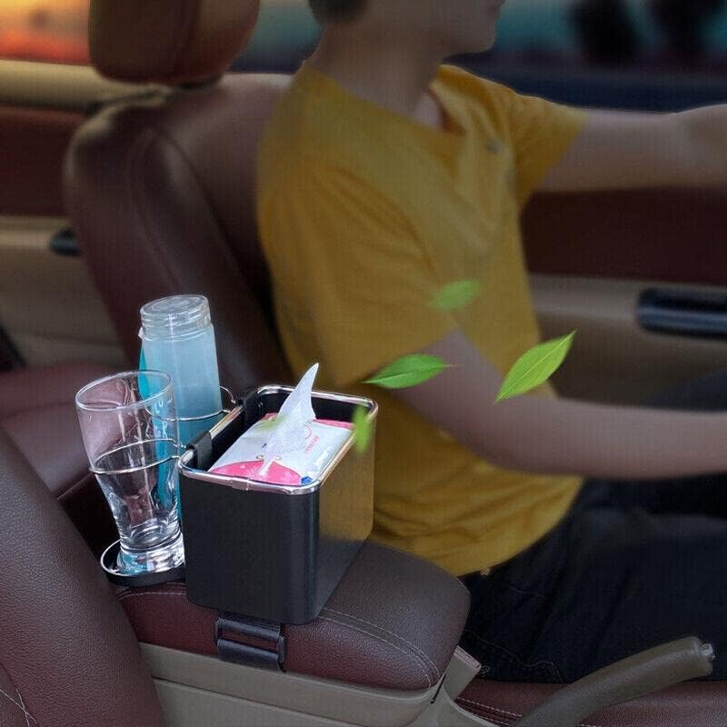 Car Armrest Storage Box Cup Holder Tissue Box Drawer Holders Car Seat Organizer Multifunctional Car Console Organizer with 2 Foldable Cup Holders image number 5