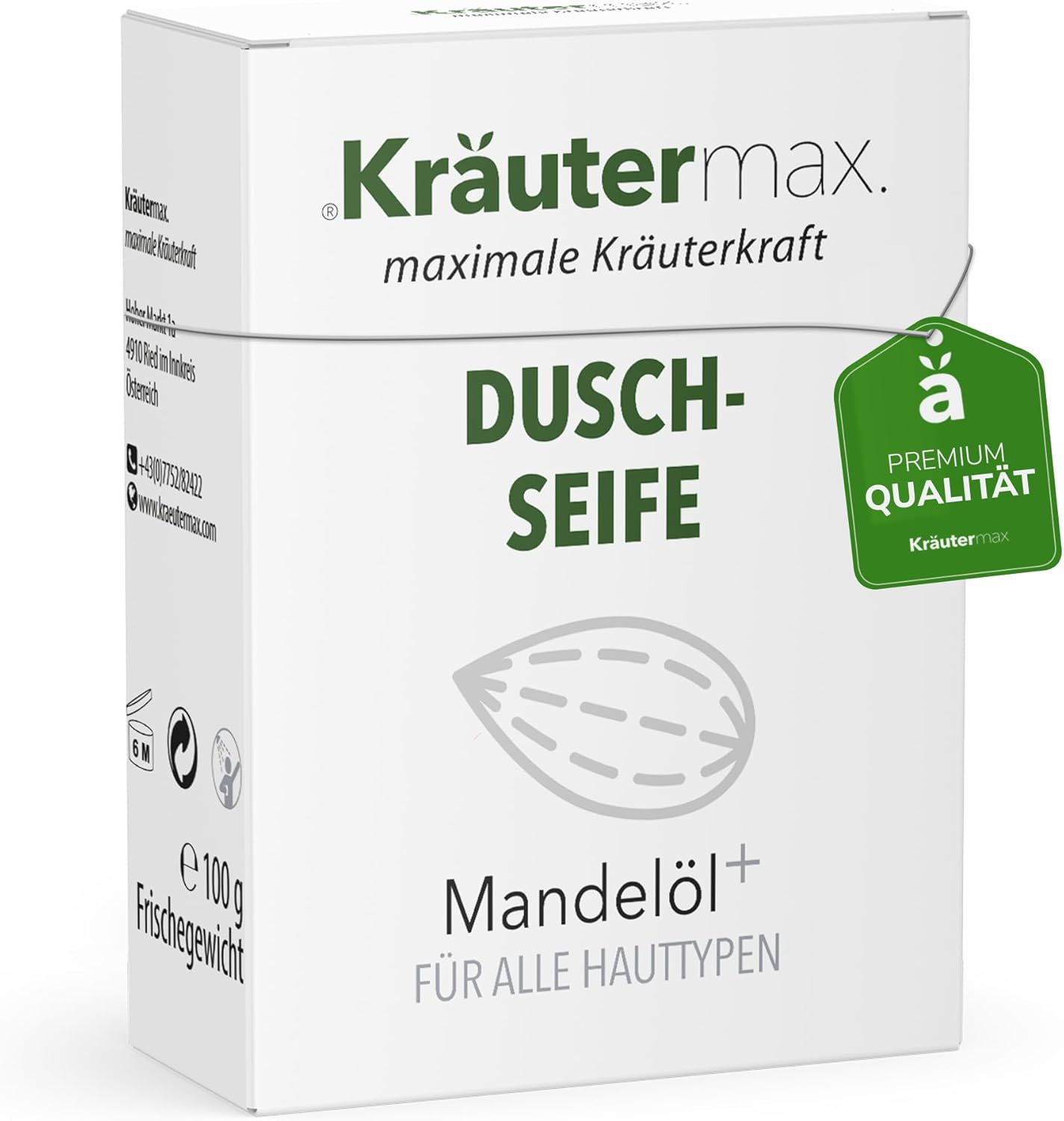 Kr&auml;utermax Almond Oil Soap Shower Soap for Men and Women - Solid Shower Gel Natural Cosmetics - Also as Solid Shampoo 2-In-1 - Natural Soap Piece 1 X 100 G image number 6