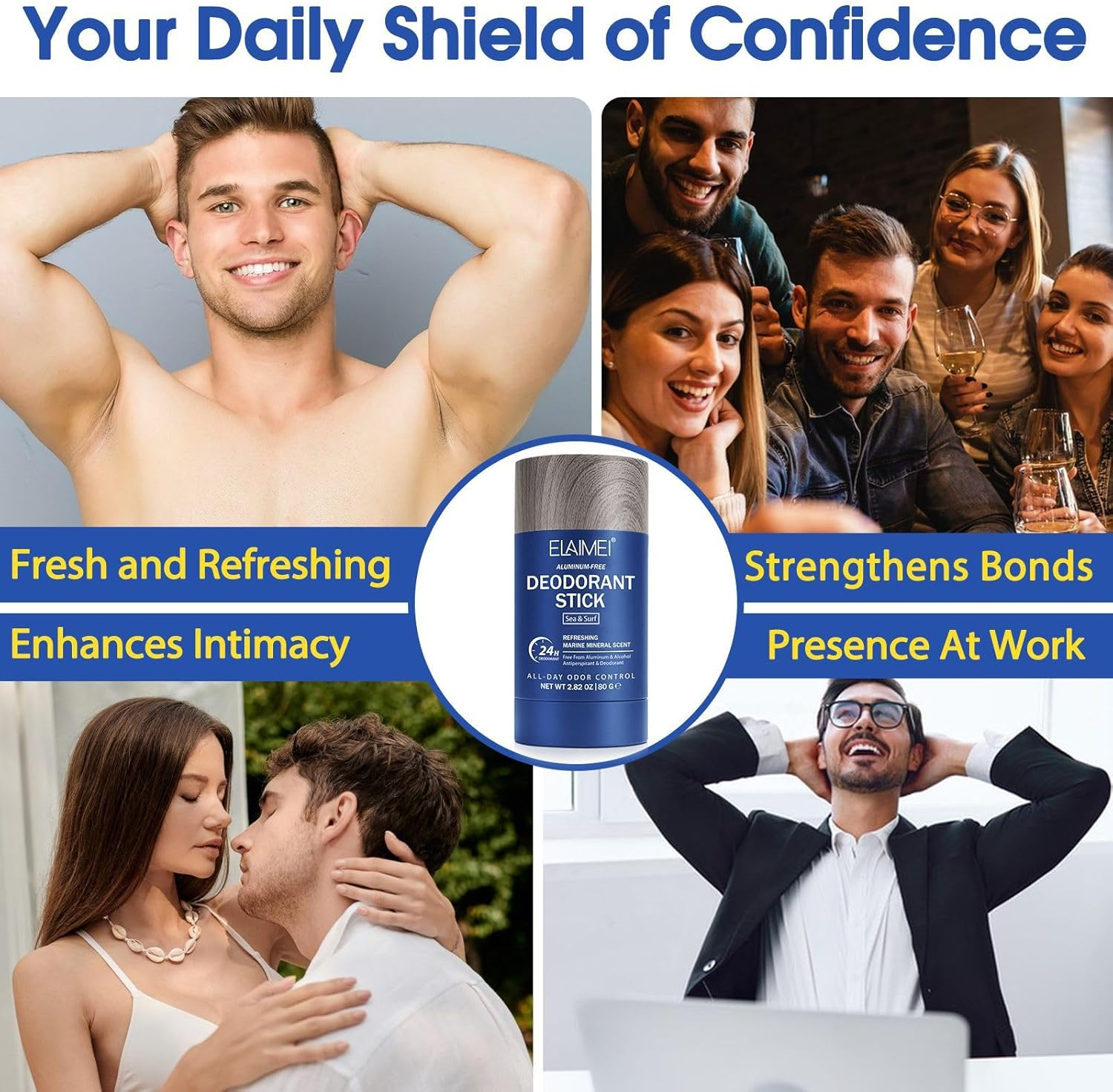 Natural Deodorant - Refreshing Marine Mineral Scent, Extra Strength Natural Deodorant for Women & Men (80G, 2.82 Oz) image number 3