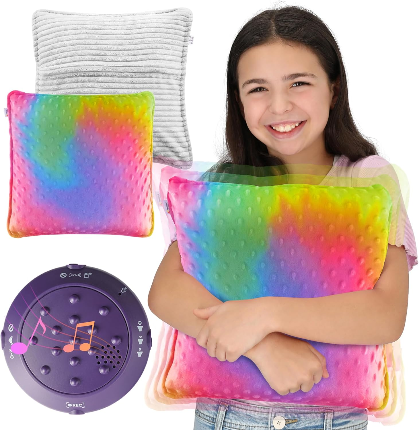 Special Supplies Vibrating Pillow Sensory Pressure Activated for Kids and Adults, 12&rdquo; X 12&rdquo; Plush Minky Soft Cover, Colorful image number 6