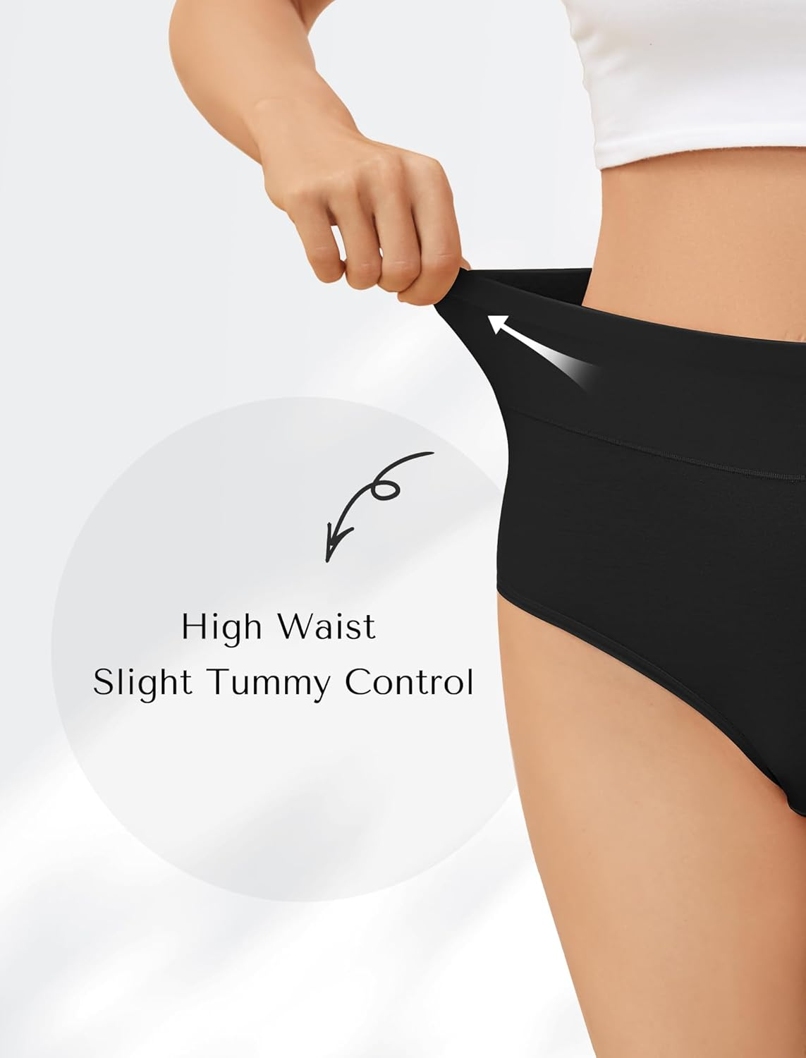 VOENXE Women'S Cotton Underwear High Waisted Ladies Panties,Comfortable Stretchy Full Coverage Brief,Breathable Undies,4 Pack image number 2