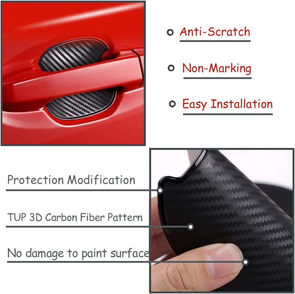 4 Pack TPU Carbon Fiber Door Handle Cup Guards, Black, Large, Modern Style, Easy Install, Durable, Outdoor Use image number 2