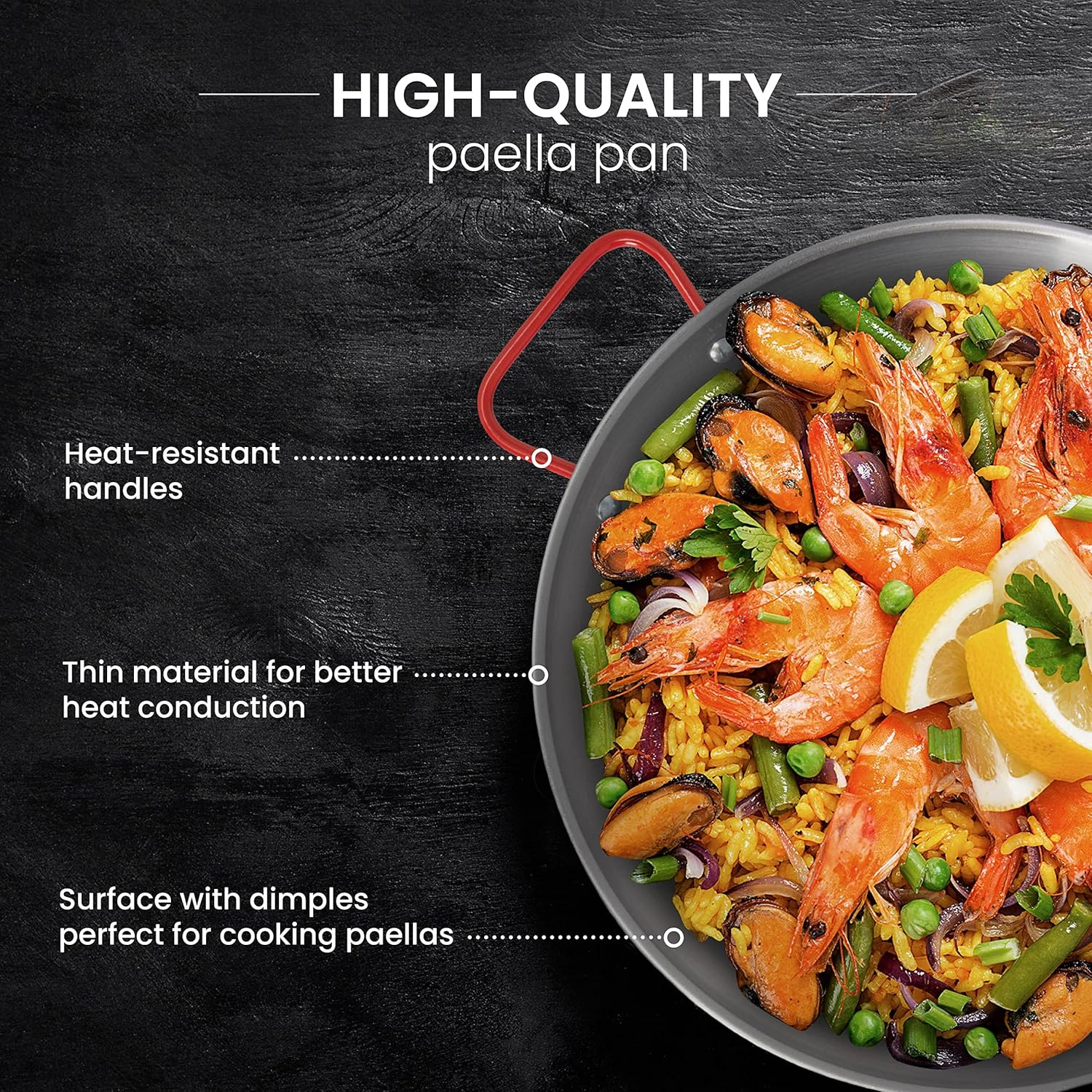 Machika Carbon Steel Pan, Premium Paella Pan for Perfect Socarrat, Versatile Carbon Steel Skillet for Indoor/Outdoor Cooking, Convex Bottom Design, 15 Inches/8 Servings image number 5