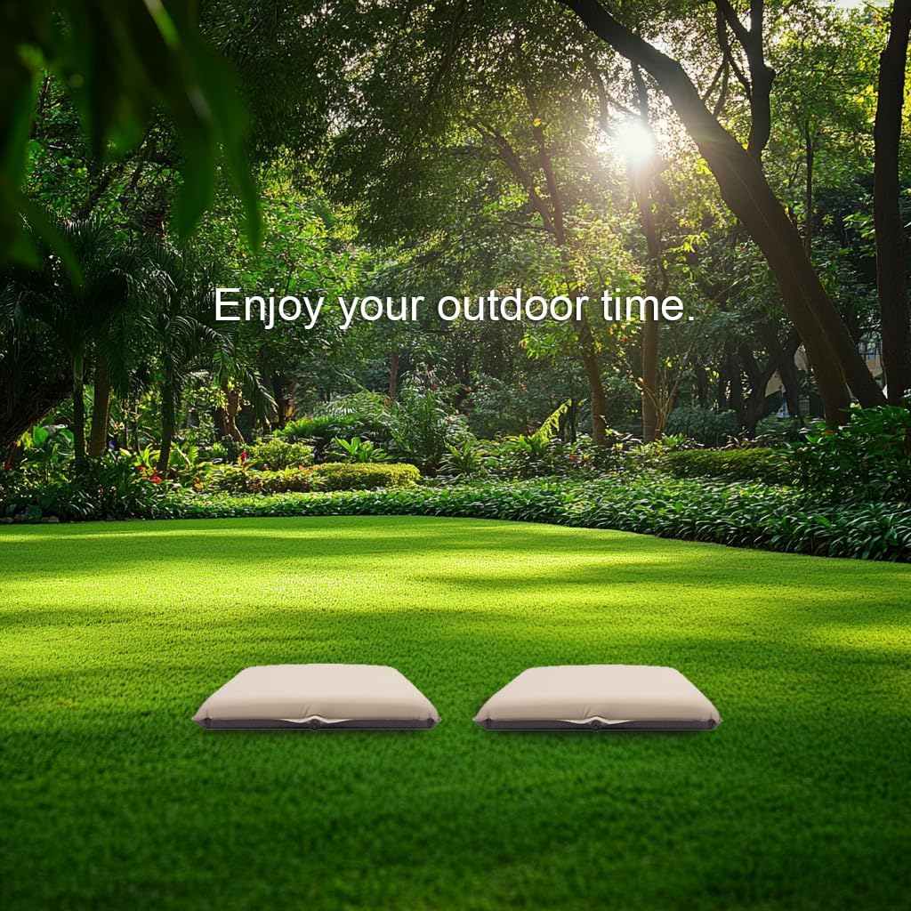 2Pcs Self-Inflating Outdoor Foam Seat Pad, Travel Cushion,Seat Cushion for Hiking, Camping, or Simply Relaxing Outdoors Water-Resistant, Non-Slip Base, (Beige) image number 2