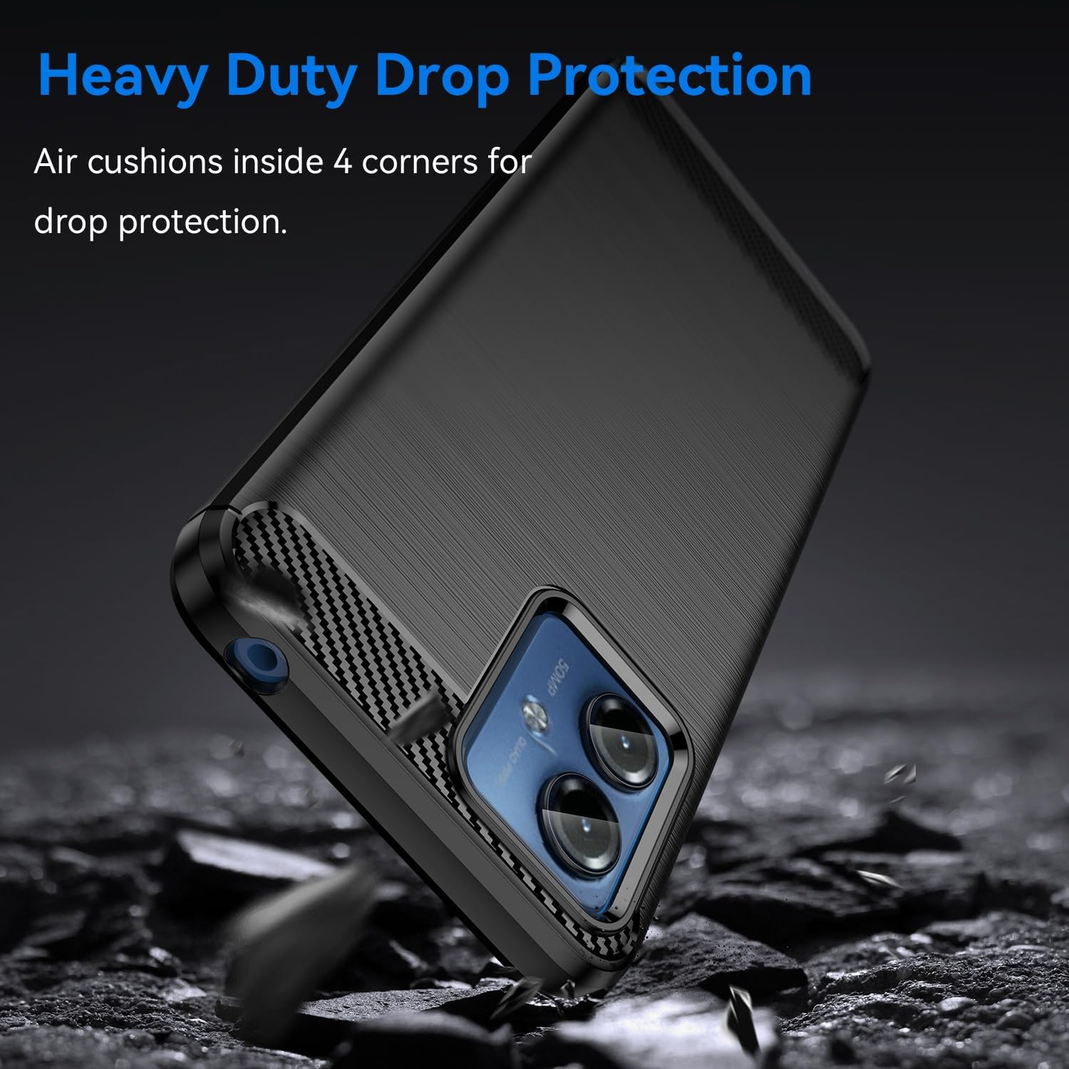 Asuwish Phone Case for Motorola Moto G14 with Tempered Glass Screen Protector Cover and Cell Accessories Silicone Rubber Slim Thin Soft TPU Protective Hybrid Motog14 G 14 Women Men Carbon Fiber Black image number 3