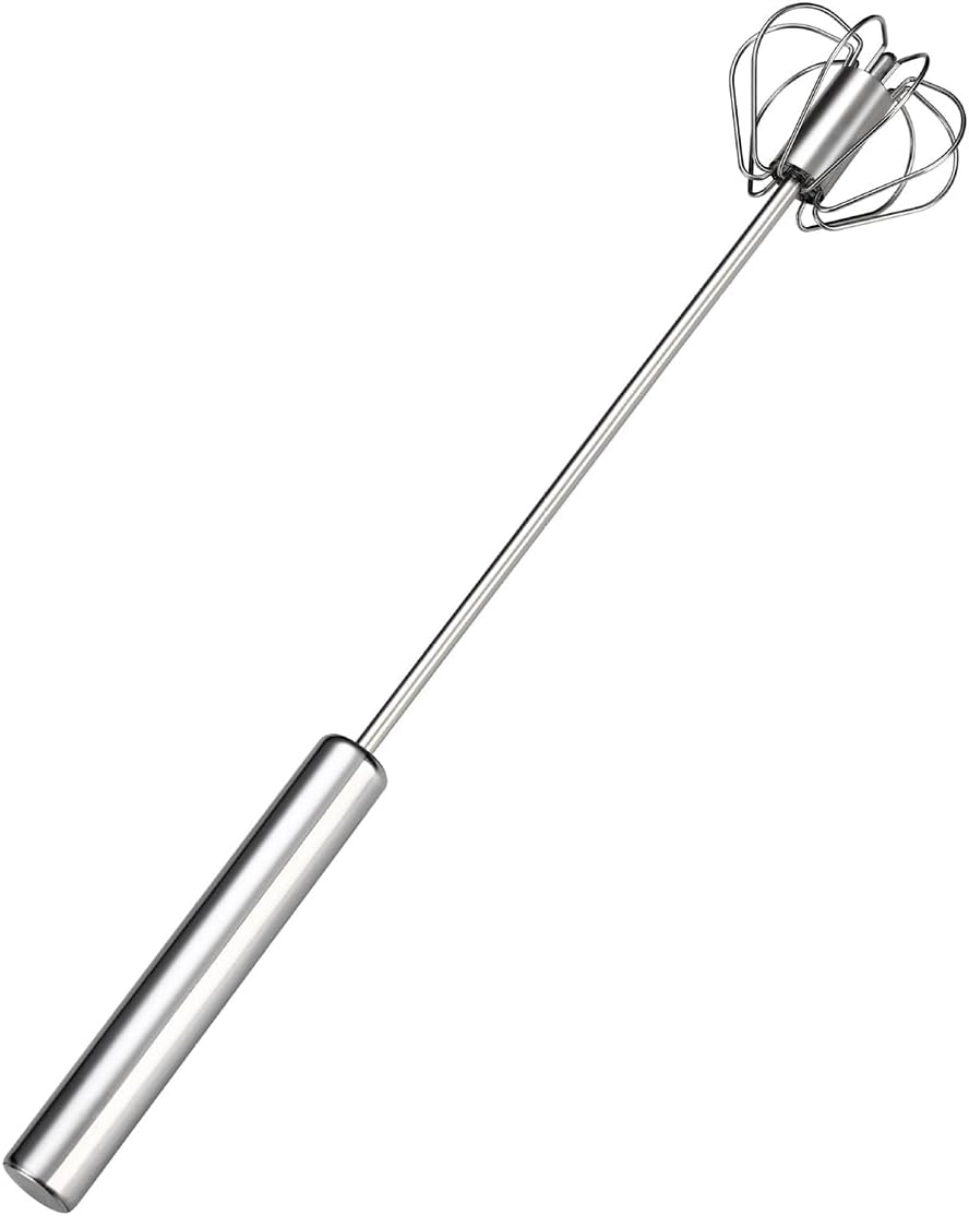 AIMALL Semi-Automatic Stainless Steel Whisk, Hand Push Egg Beater and Milk Whip Mixer, Available in Three Sizes image number 2