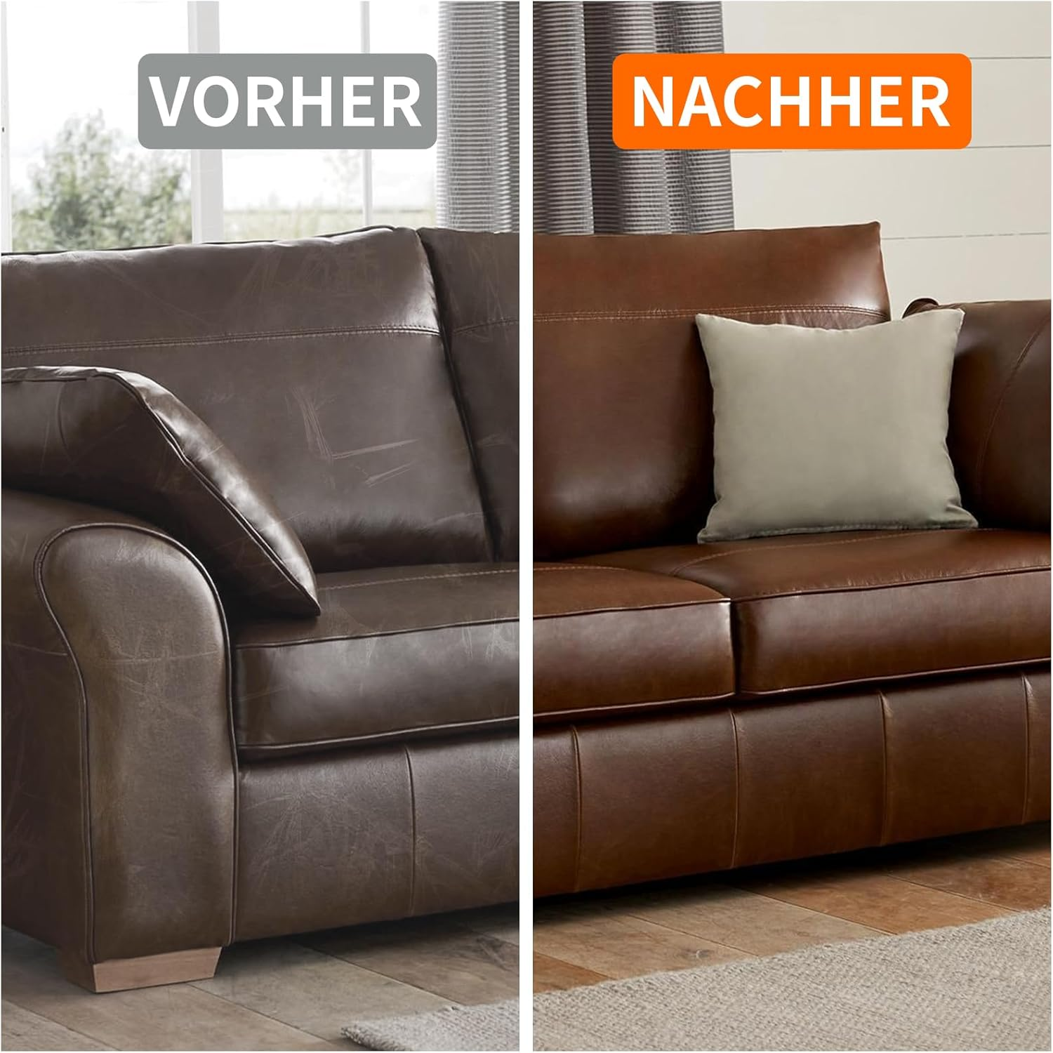 Laxmorph Leather Repair Kit Red, 250 Ml Liquid Leather Care for Leather Couch, Leather Paint, Faux Leather Repair Kit for Repairing Sofas, Vinyl Furniture, Car Seat, Saddle for Fading and Scratches image number 5