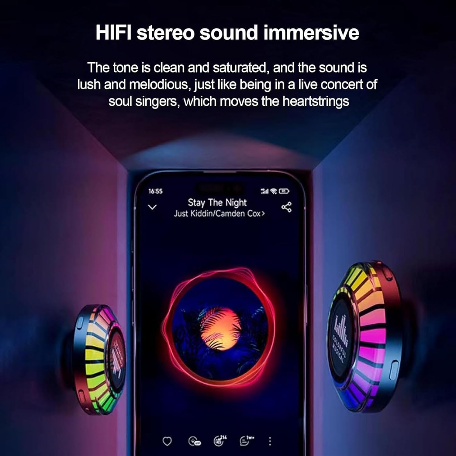 Mini Bluetooth Speaker with RGB Rhythm Lights, Rechargeable Portable Wireless Bluetooth Bone Conduction Humbird Speaker, Turn Anything into Speakers, for Travel