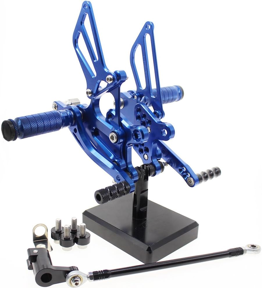 FXCNC CNC 98-03 R1 Billet Motorcycle Rearset Foot Pegs Rear Set Footrests Fully Adjustable Foot Boards Compatible with YZF R1 1998-2003