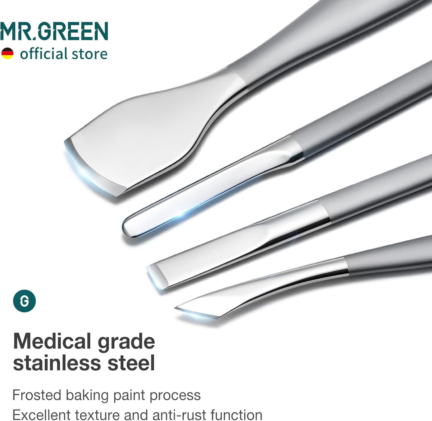 MR.GREEN 7 Piece Stainless Steel Pedicure Knife Set Ingrown Toenails Pedicure Knife Callus Scraper Cuticle Remover Foot Care Set