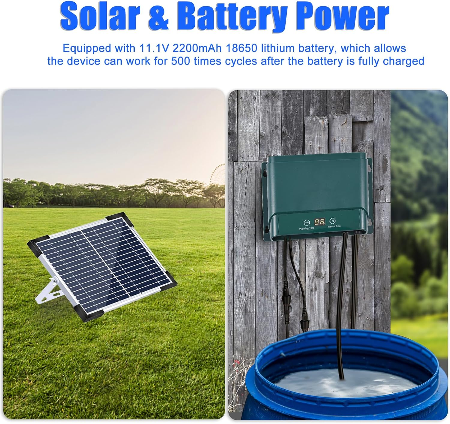 Mingzhe Solar Automatic Drip Irrigation Kit 7 Timing Modes 30 Watering Modes 98.42FT Automatic Watering Irrigation System Set for Garden Beds Patio Lawn Plants Greenhouse Flower for 30 Plants