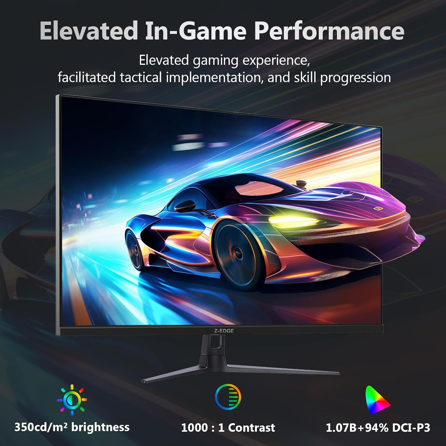 Z-Edge 27 Inch Gaming Monitor QHD 2K IPS 180Hz, 1Ms 2560X1440 LED Monitor, 350Cd/M&sup2; Brightness, HDR10, Freesync, Flickerfree, Dp1.4(180Hz) X2, Hdmi2.0(144Hz) X2, VESA Mountable 100 * 100Mm image number 2