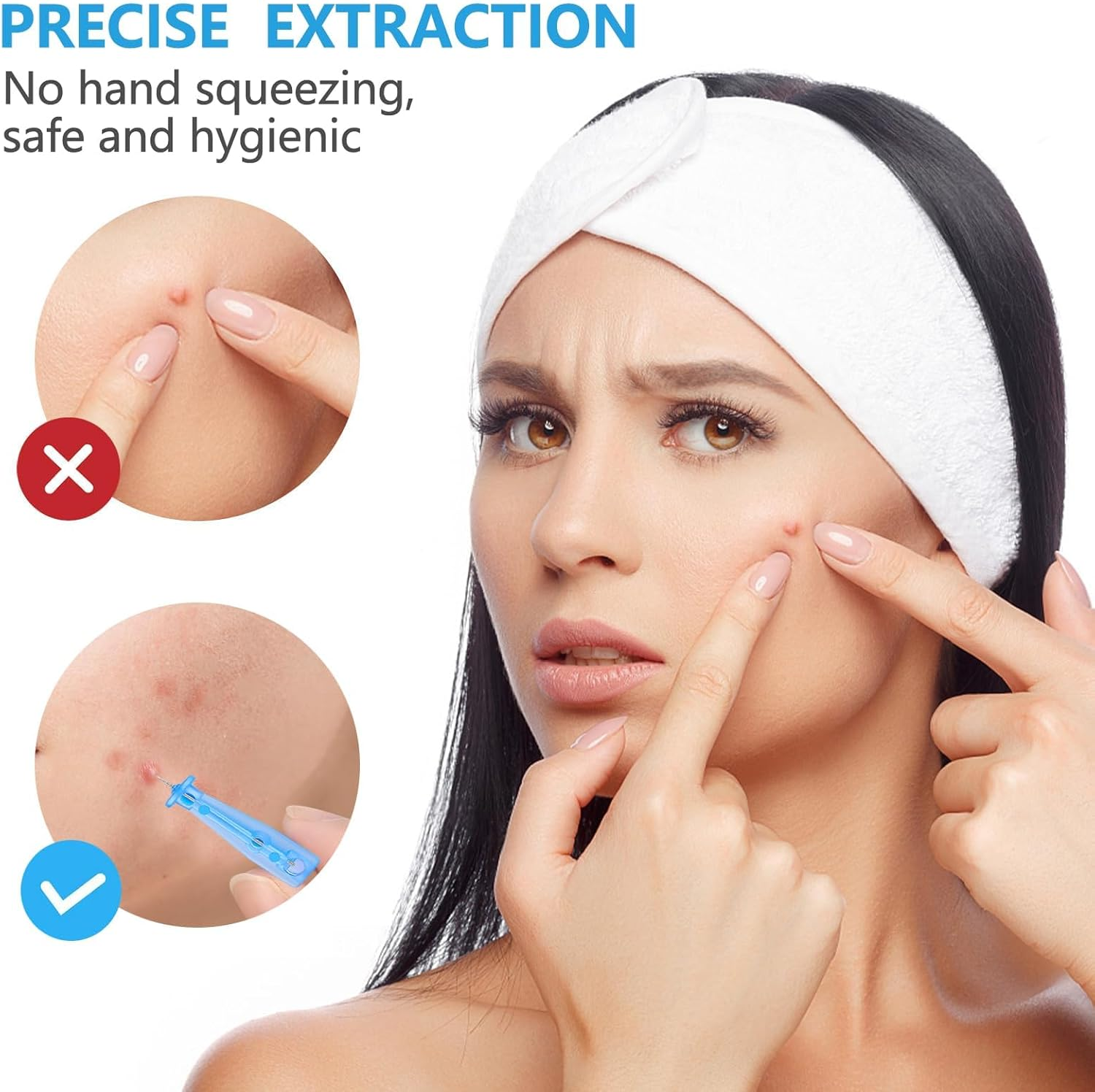 Blackhead Remover Tool 50Pcs Pimple Popper Kit Skin Care Acne Needle Nose Strips for Blackheads Pimple, Acne Needle for Blemish & Whitehead Removal Acne Treatment Kit Extractor Pore Cleaner image number 5