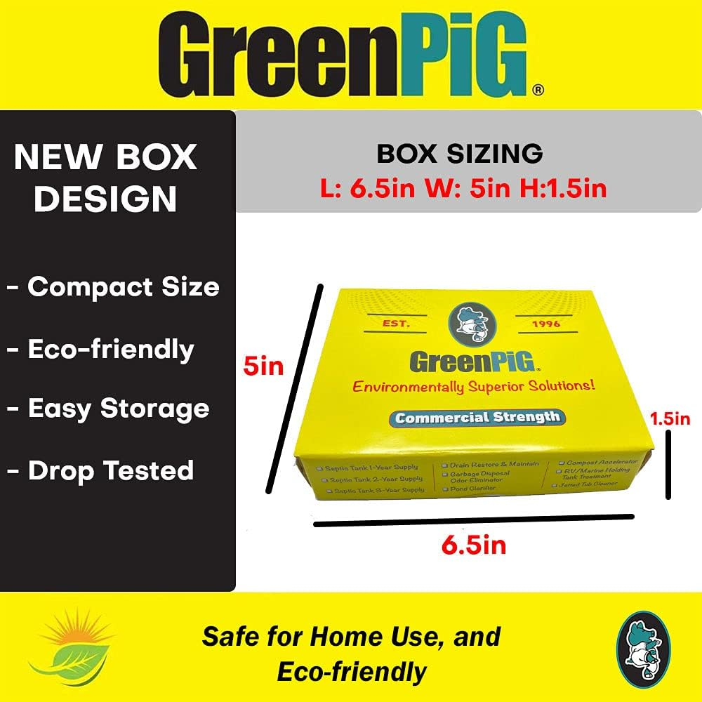 GREEN PIG Septic Tank Treatment Pods- Aids in the Breakdown of Septic Waste to Prevent Backups, Easy Flush Cleaner, 2-Year Supply, 12 Pods, 53C Live Tank Treatment image number 2