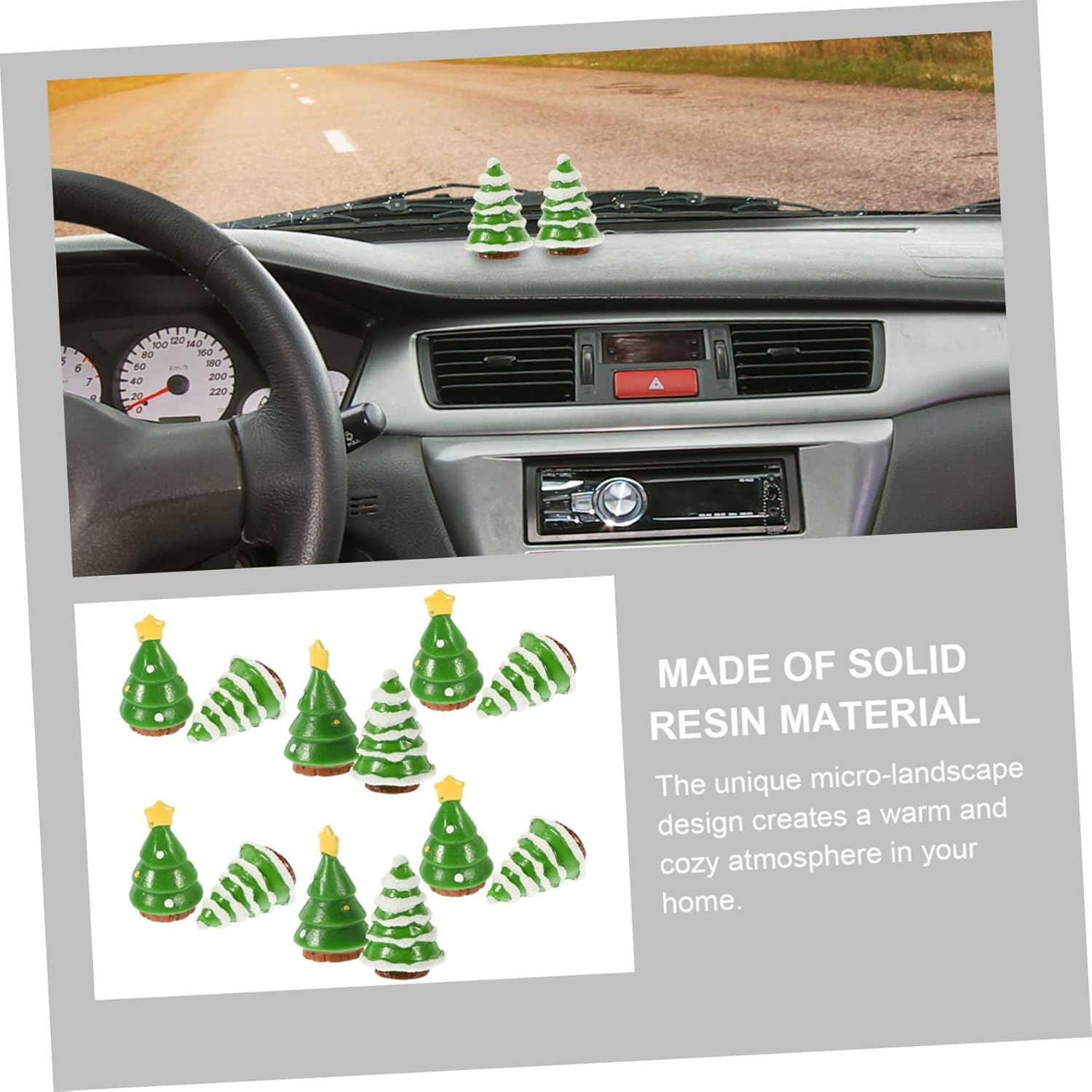 12Pcs Mini Christmas Tree Decor Santa Claus Snowman Ornament Festive Xmas Tree Decor Solid Resin Home image number 6