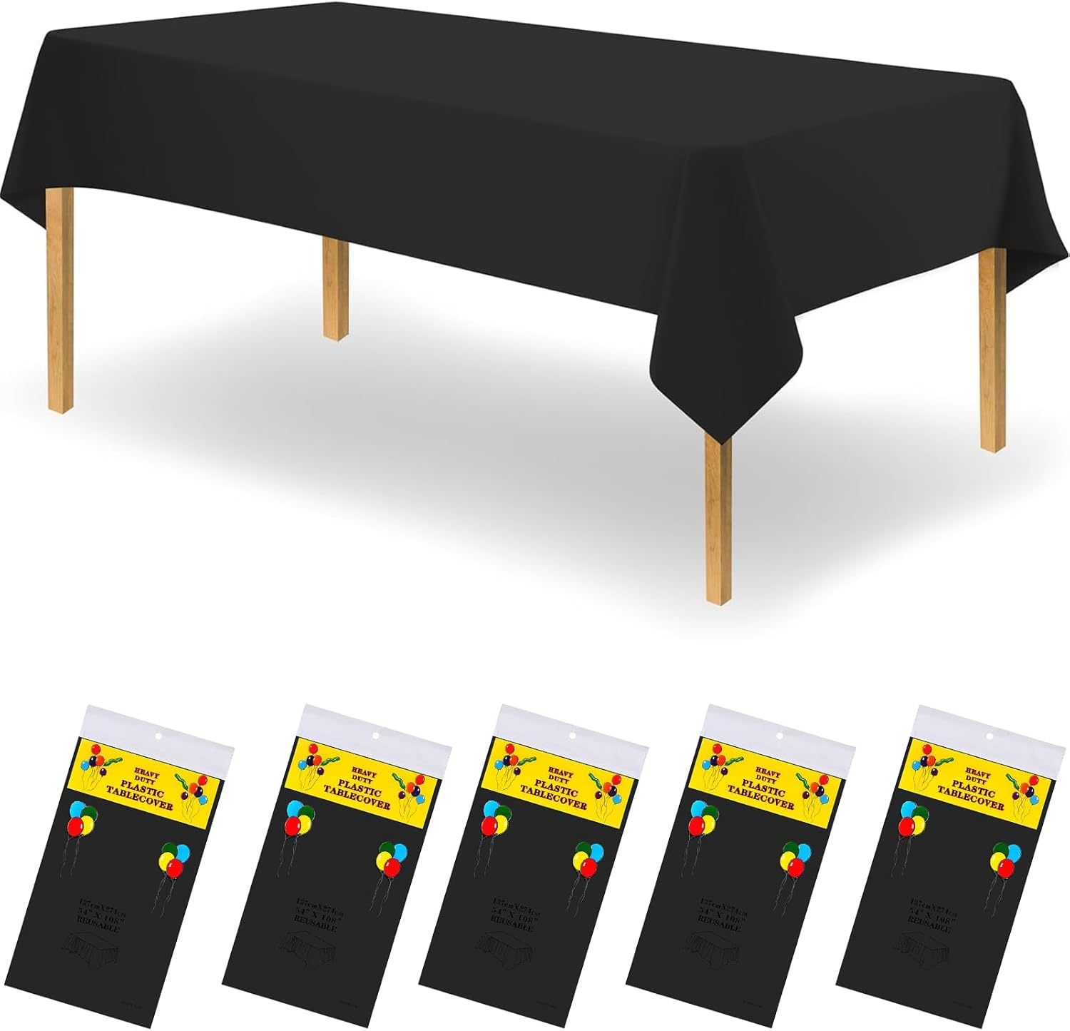 5 Pack Disposable Plastic Tablecloth,137X274Cm Gold Stamping Dot Rectangular Table Cloth,Suitable for Patio Barbecues, Weddings, Parties, Holidays, Cafeterias. (White and Gold) - Balloon image number 2