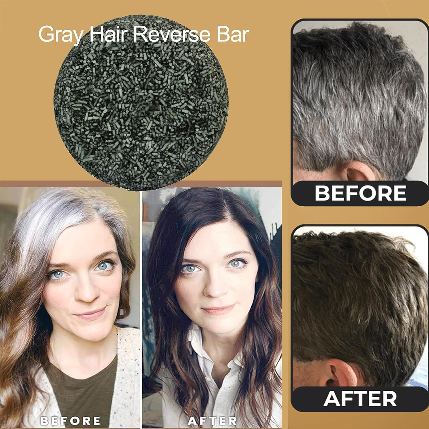 Spartan&trade; - Gray Hair Reverse Bar, Spartan&trade; Pure Gray Hair Charcoal Bar, Spartan Gray Hair Reverse Bar, Mane Grey Reverse Bar Men, Bar Shampoo for Gray Hair, Reverse Grey Hair (3PCS)