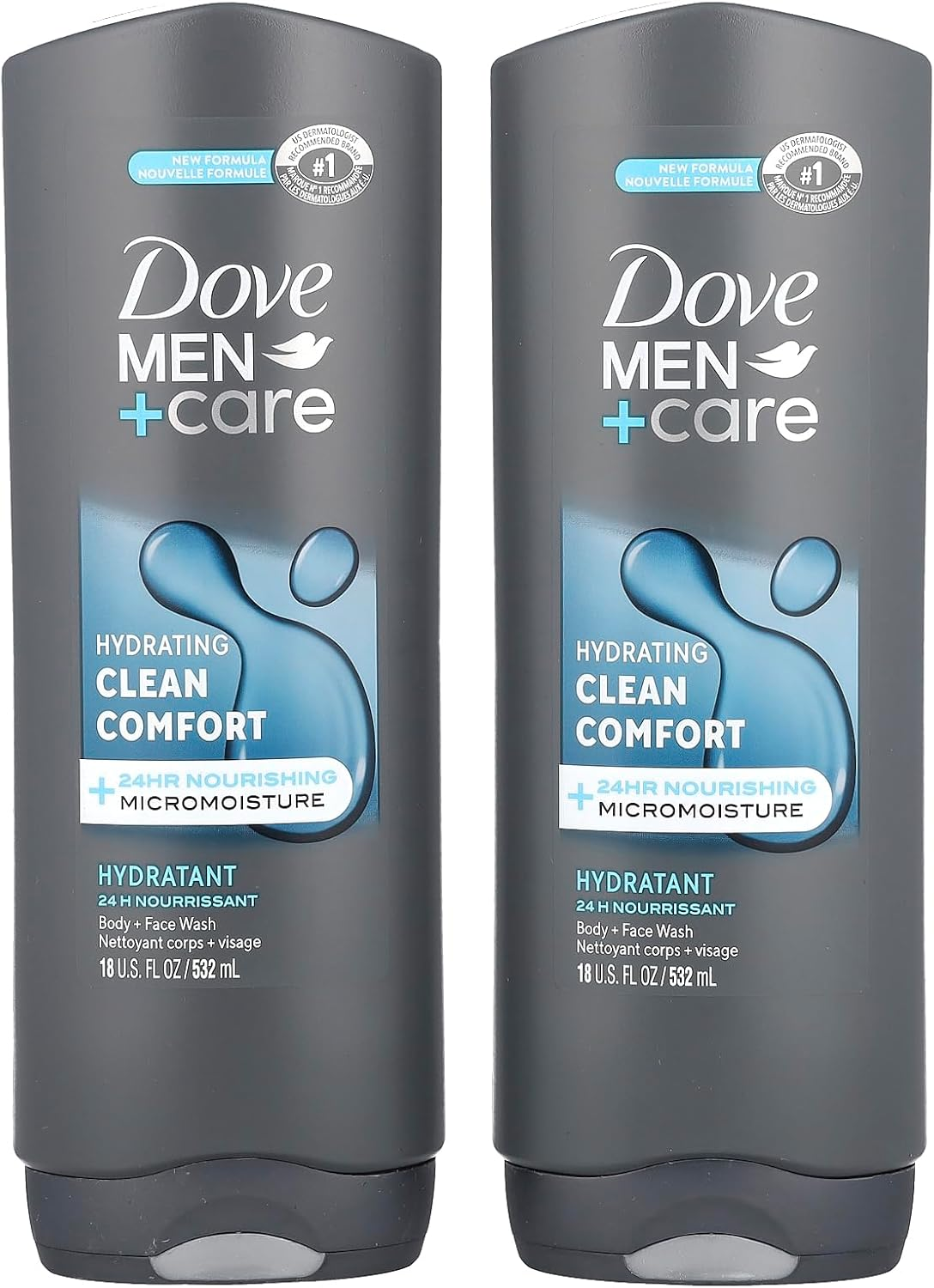 Dove Men+Care Body Wash, Aqua Impact 18 Oz Clean Comfort 18 Oz Twin Pack image number 2