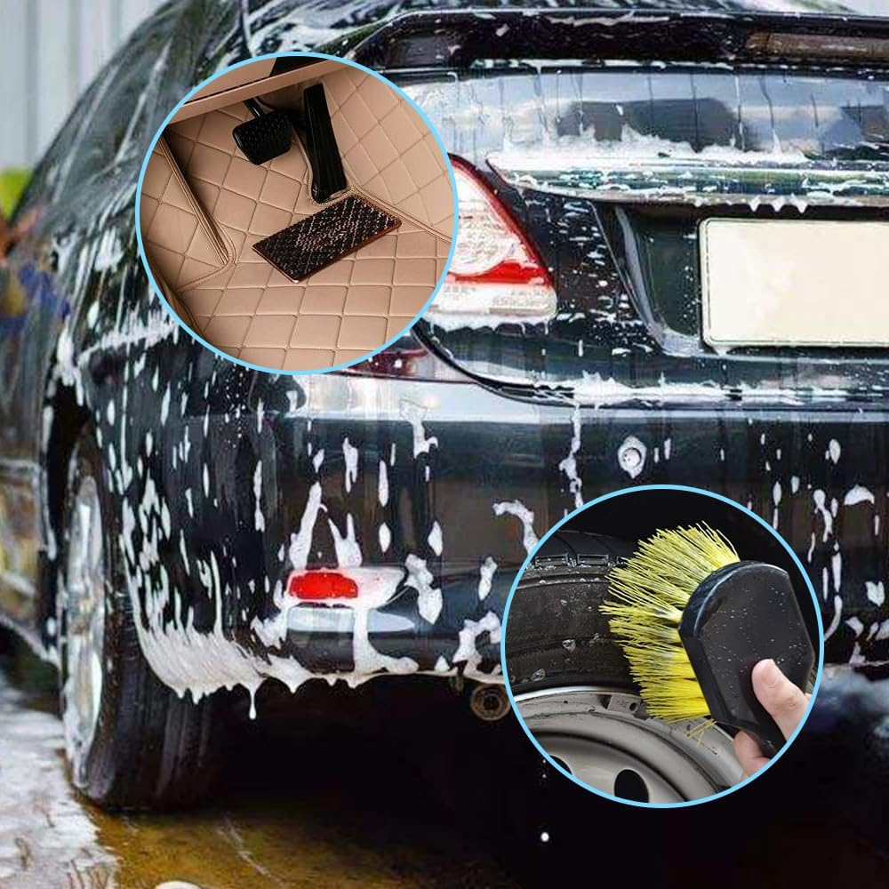 2 Set Wheel & Tire Brush Cleaner for Car, Finegood Wheel Brushes for Cleaning Wheels Auto Wheel Cleaning Brush Bristle Brush Cleaning Tools image number 2