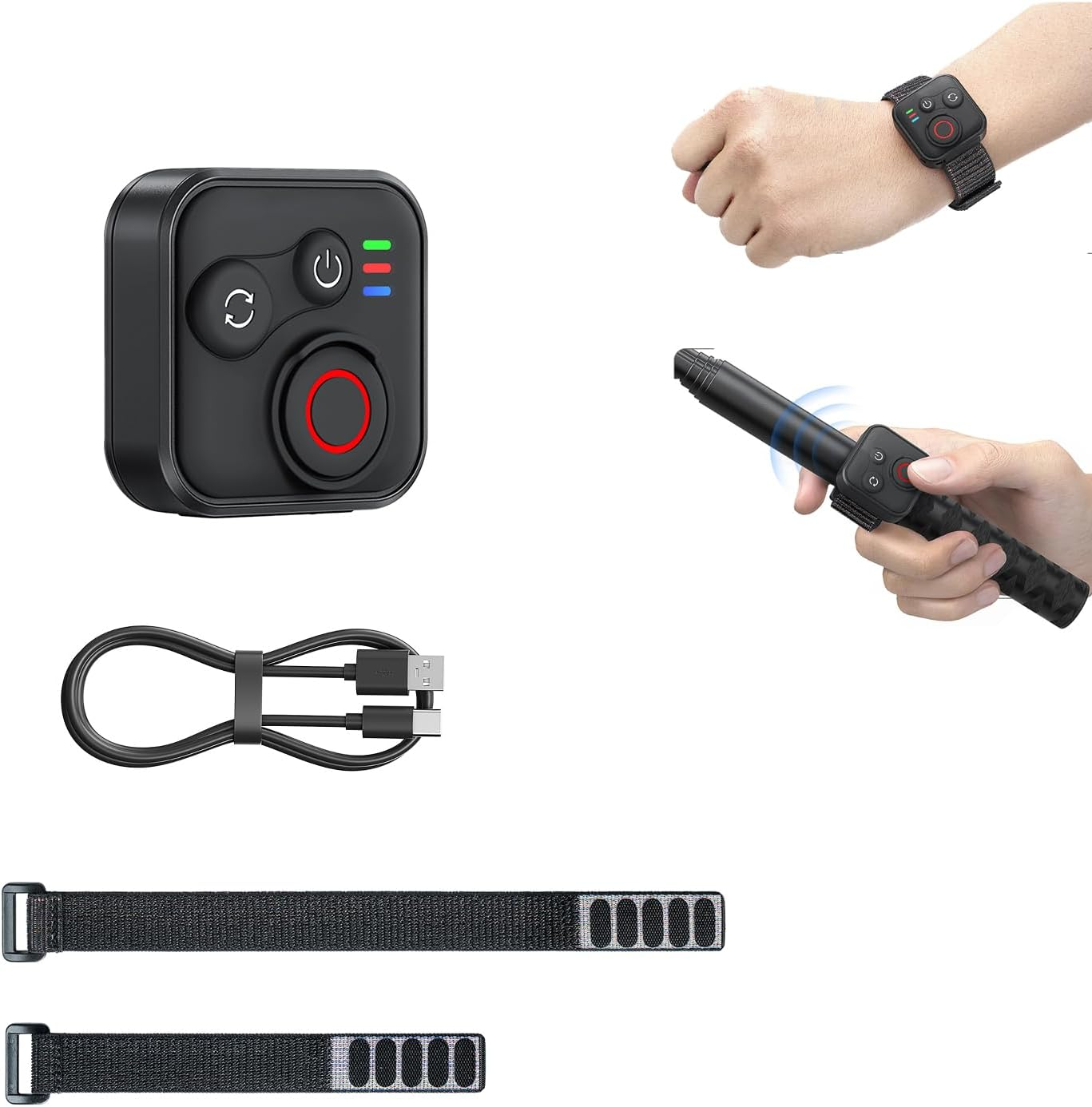 Zlit Bluetooth Remote Control for Insta360 X5/X4/X3/Ace Pro2/Ace Pro/Ace/One R/RS/GO 3S/Go3/Hero 8/9/10/11/12 Camera Action Smart Remote with Wrist Strap and Cable