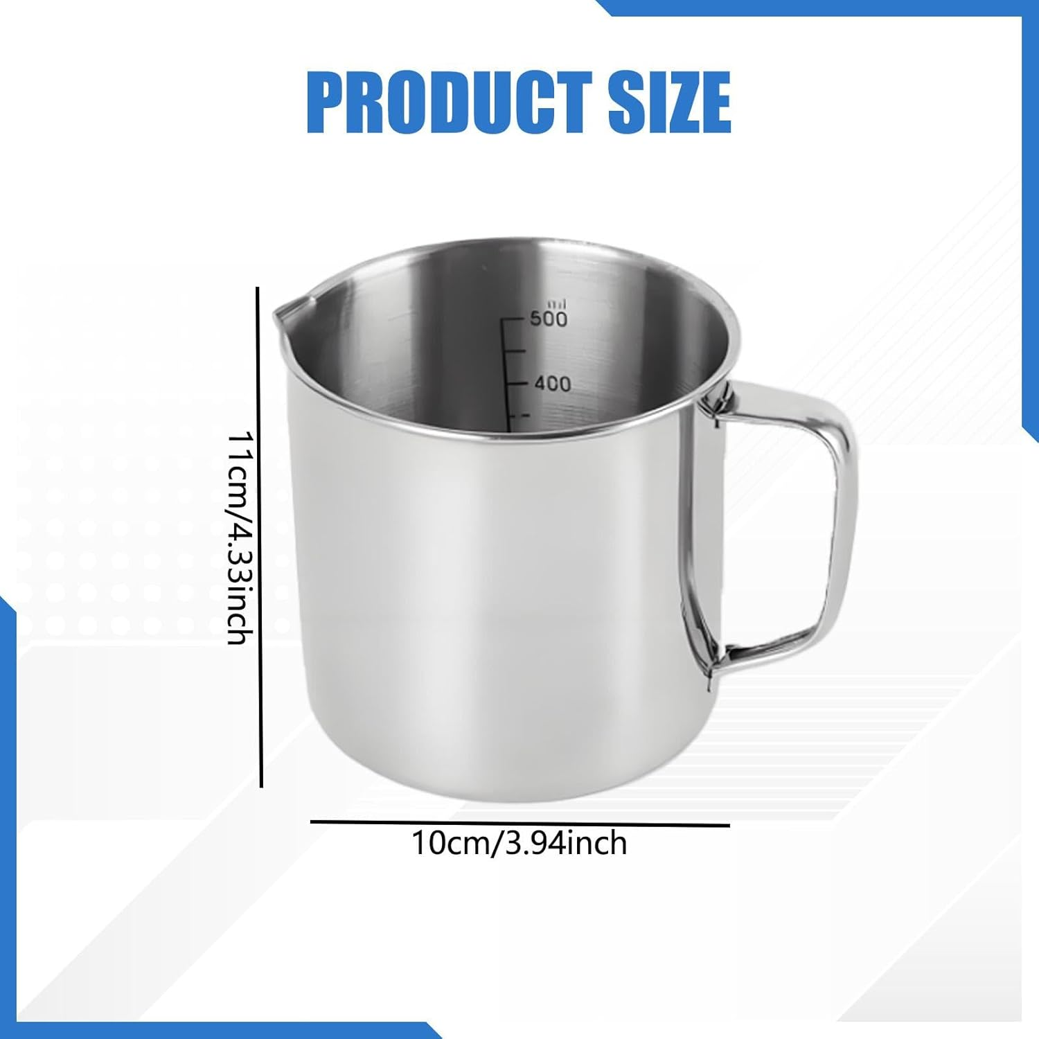 Dickly Stainless Steel Measuring Cup Espresso Steaming Pitcher Coffee Milk Frother Cup for Kitchen image number 5