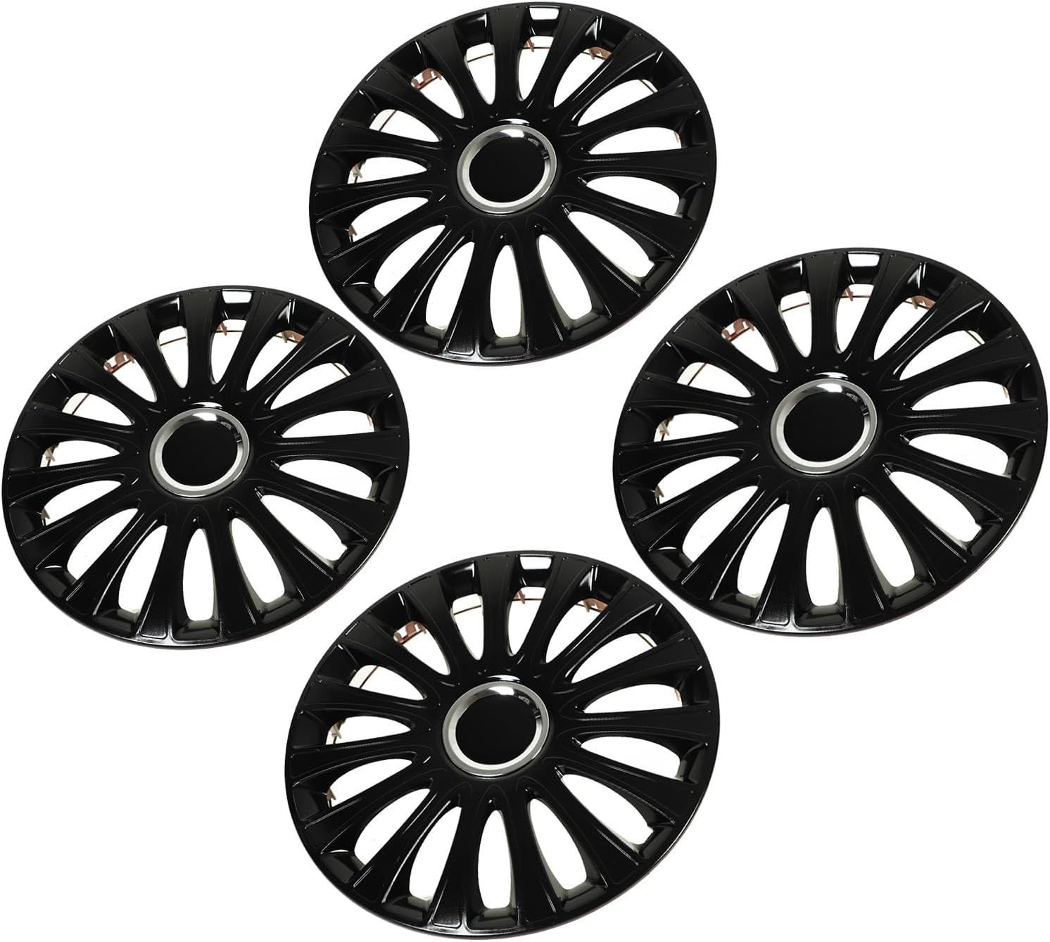 4PCS Black Automobile Hubcap Cool Sporty Wheel Rim Cover Trim Universal Fit, 14In for Most Cars image number 5