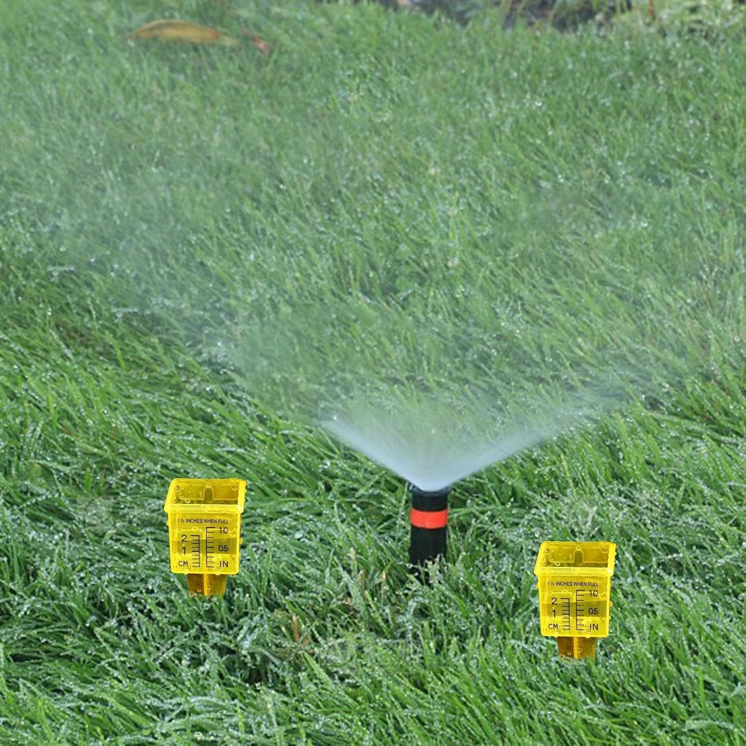 Lawn Water Gauge | Translucent Portable Sprinkler Gauge - Wide Mouth Square Sprinkler Catch Cups, Reusable Rain Meter with Stake for Outdoor Water Measuring image number 2