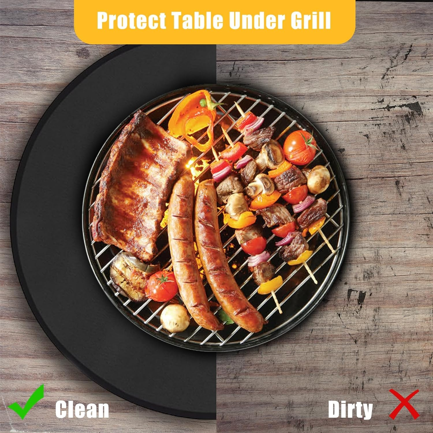 24-Inch round Fire Pit Mat for Solo Stove Bonfire &ndash; Heat-Resistant, Fireproof & Waterproof Fiberglass Grill Mat for Outdoor Patio, Deck, Camping & BBQ &ndash; Reusable under Fire Pit or Grill image number 1