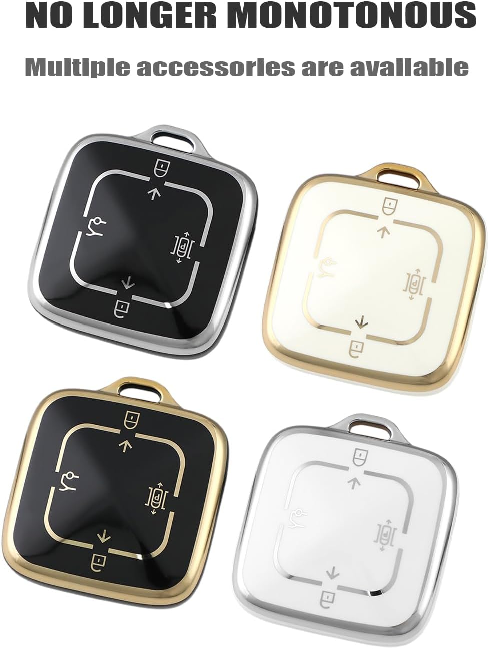 Ontto TPU Car Key Fob Cover Fit for Zeekr X 001 007 009 7X Key Holder Smart Case Shell Keyring Keychain Protector Car Styling Accessories Silver White 1 - 1-Silver Black image number 4