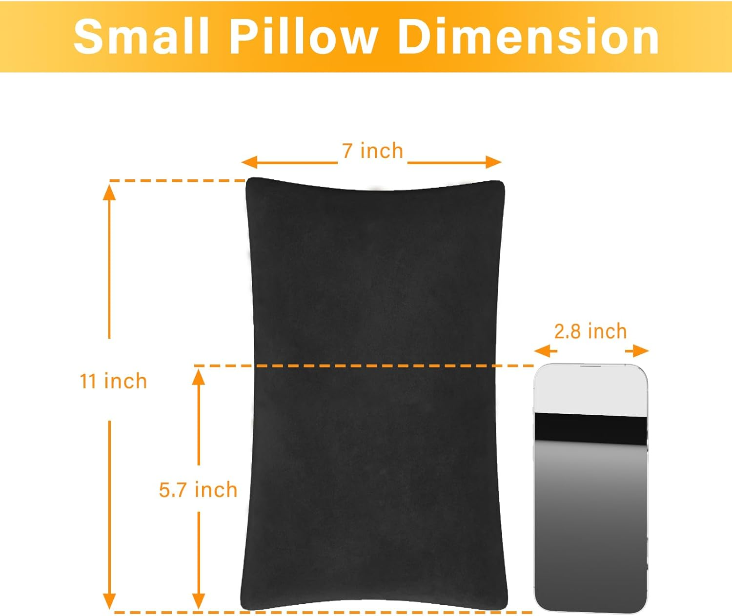 1 MIDDLE ONE 2 Pack Small Pillow, Memory Foam Mini Pillow 11 X 7 Inches for Travel, Sleeping, Nap and Neck, Knee, Lumbar Support, Tiny Pillow Cushion for Pet, Dogs (Black) - Camel image number 3