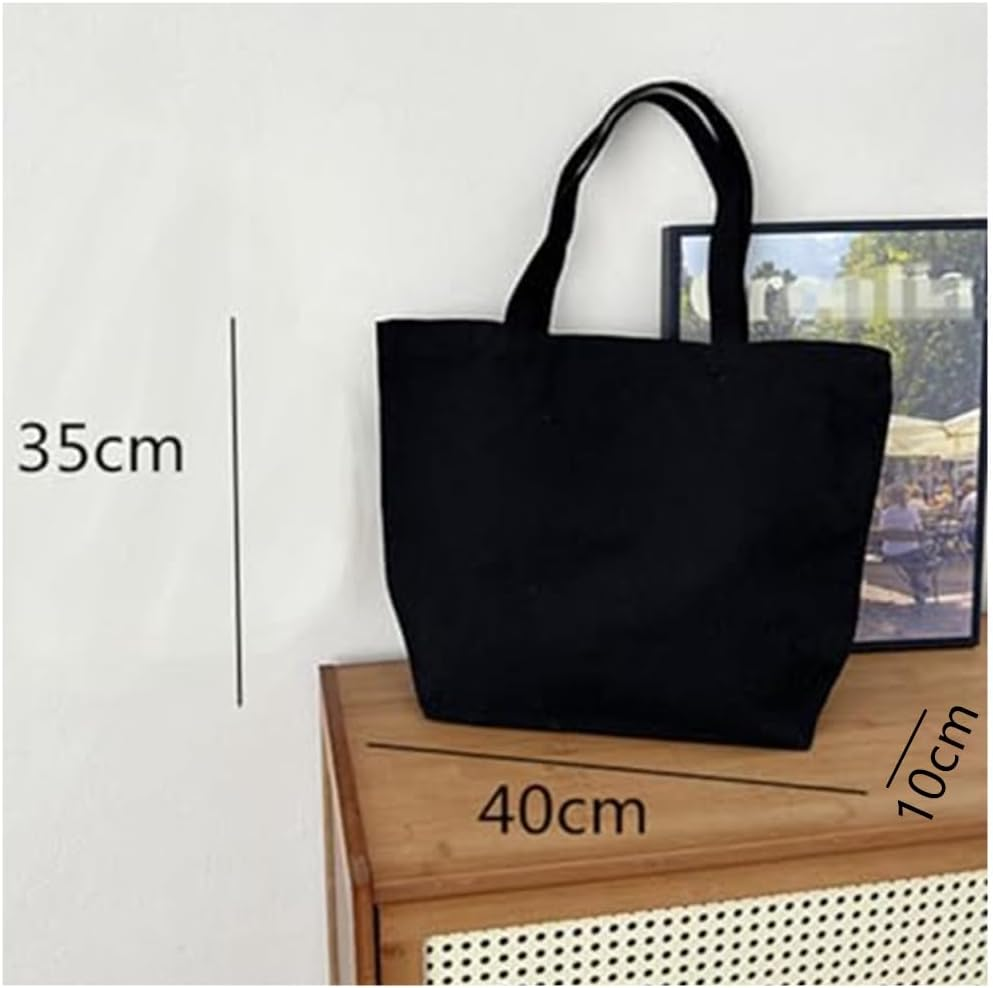 Canvas Shopping Bags, 6 Pack Reusable Canvas Tote Bags, Large Shopping Bags, Lightweight and Washable, Multi-Purpose Canvas Bags for Shopping, DIY, Grocery, Gift Bags, Etc (Black) image number 2