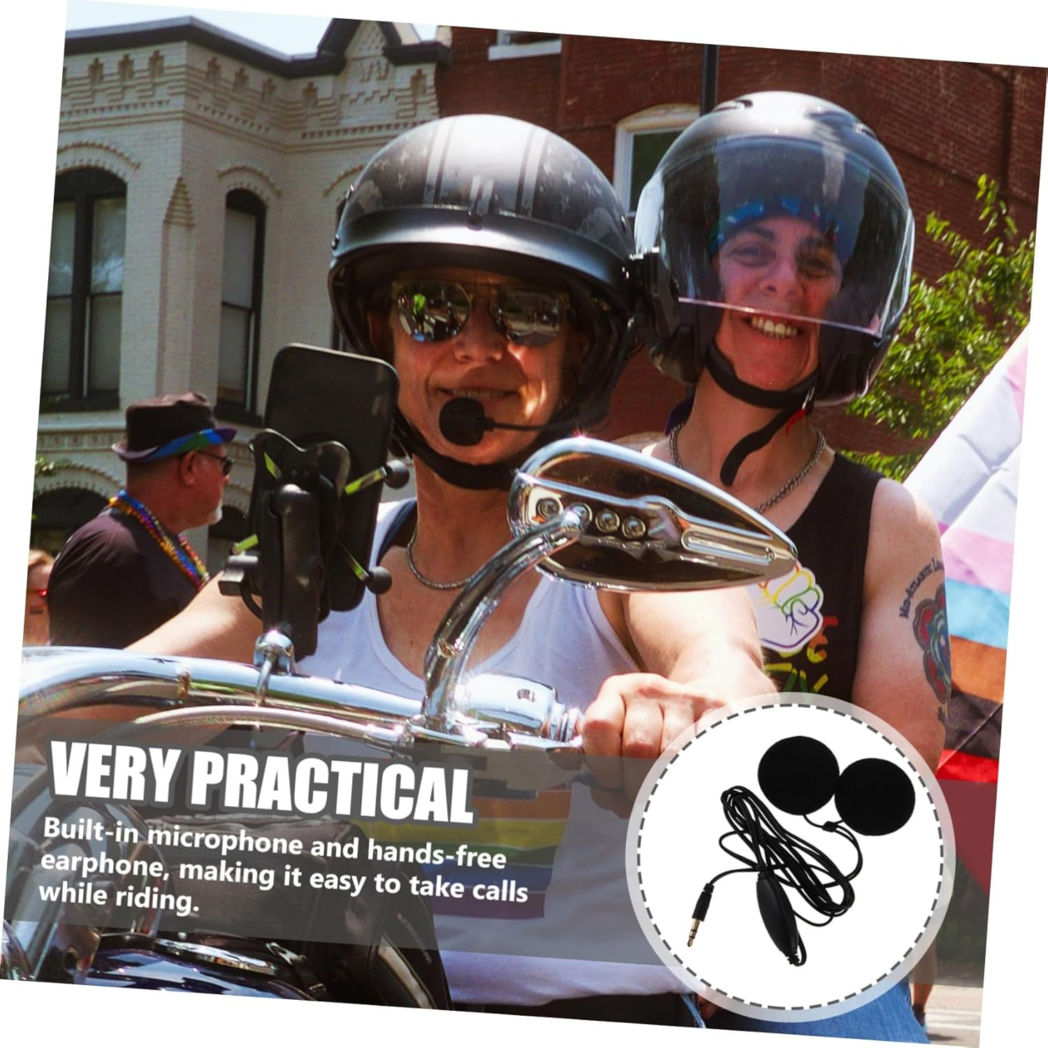 UTHCLO Motorcycle Helmet Earphone and Headset 3.5Mm Wired Helmet Audio System with Microphone for Rider Voice Gps Navigation Compatible with Motorbike Riding in Weather image number 3