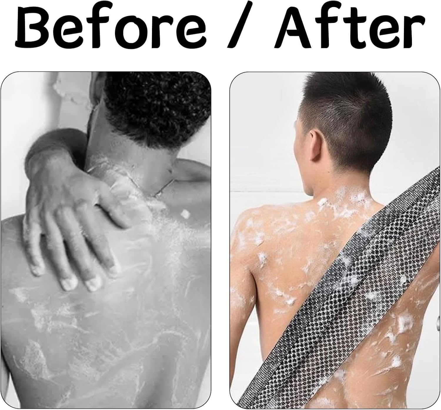 Pack of 3 Back Scrubber for Shower, Body Scrubber, Exfoliating Shower Towel, Back Brush, Back Sponge, Antibacterial Exfoliating Towel, African Net Sponge, Labour-Saving, Thorough Cleaning image number 3