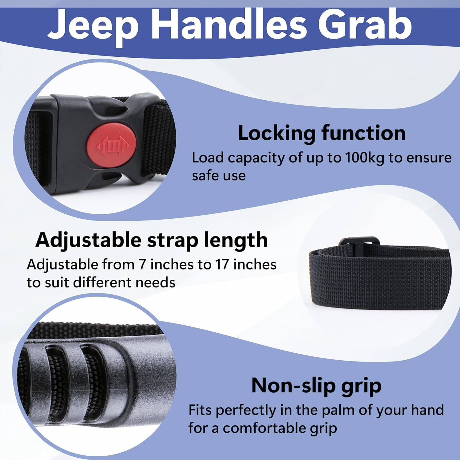 Ecocstm Car Adjustable Grab Handle, Car Handle Assist, Safety Handle Portable Vehicle Support Grab Bar for Trucks, Suvs, Jeeps, Vans, Cars and Atvs (Black) image number 4