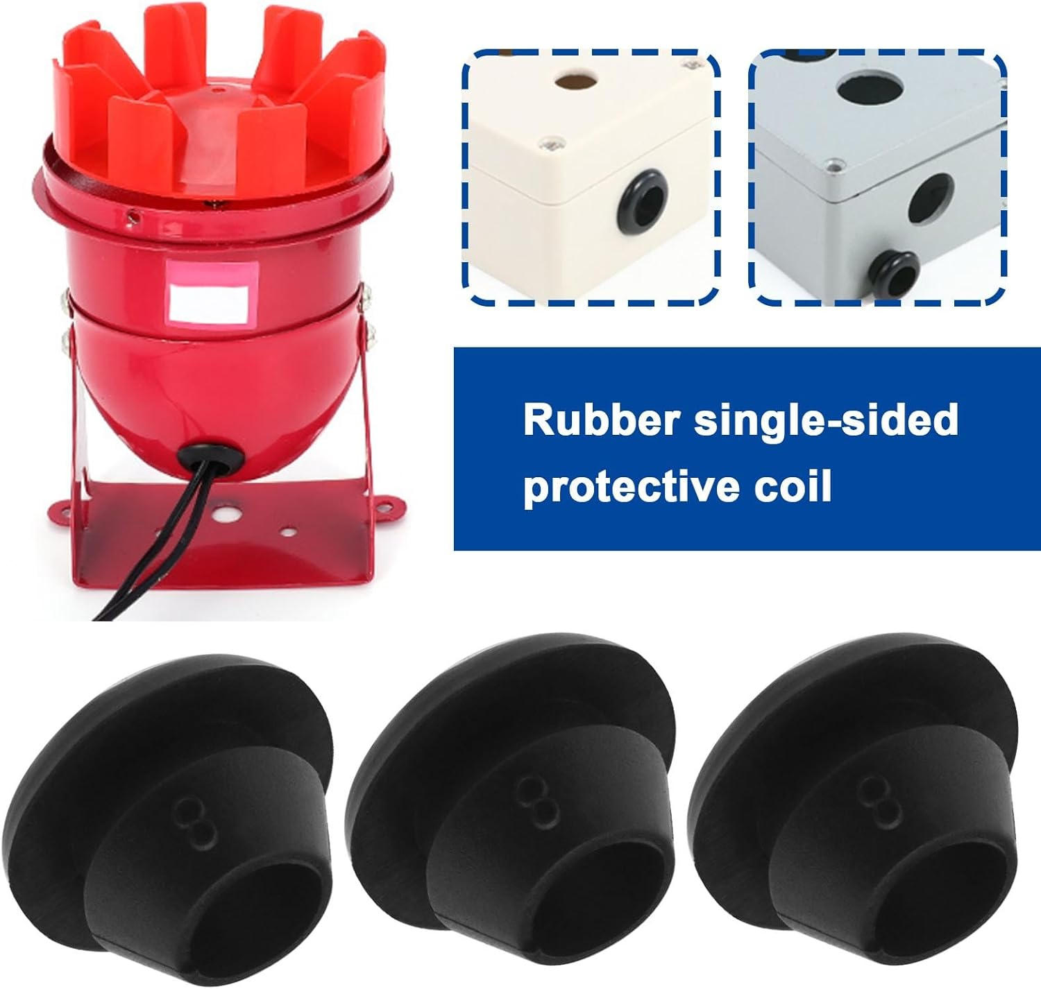 Emsea 40PCS Rubber Coil Cable Cord Grommet Rubber Single Sided Protective Coil Wires Rubber Protection 5Mm ID 12Mm OD 8Mm Hole Diameter image number 1