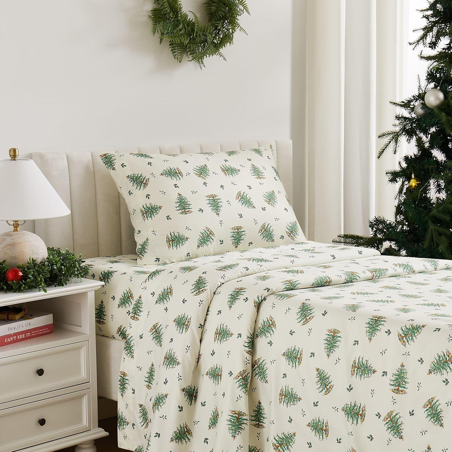Avanti Linens - Full Sheets, Cozy Home & Holiday Decor (Spode Christmas Tree Collection), Ivory image number 3