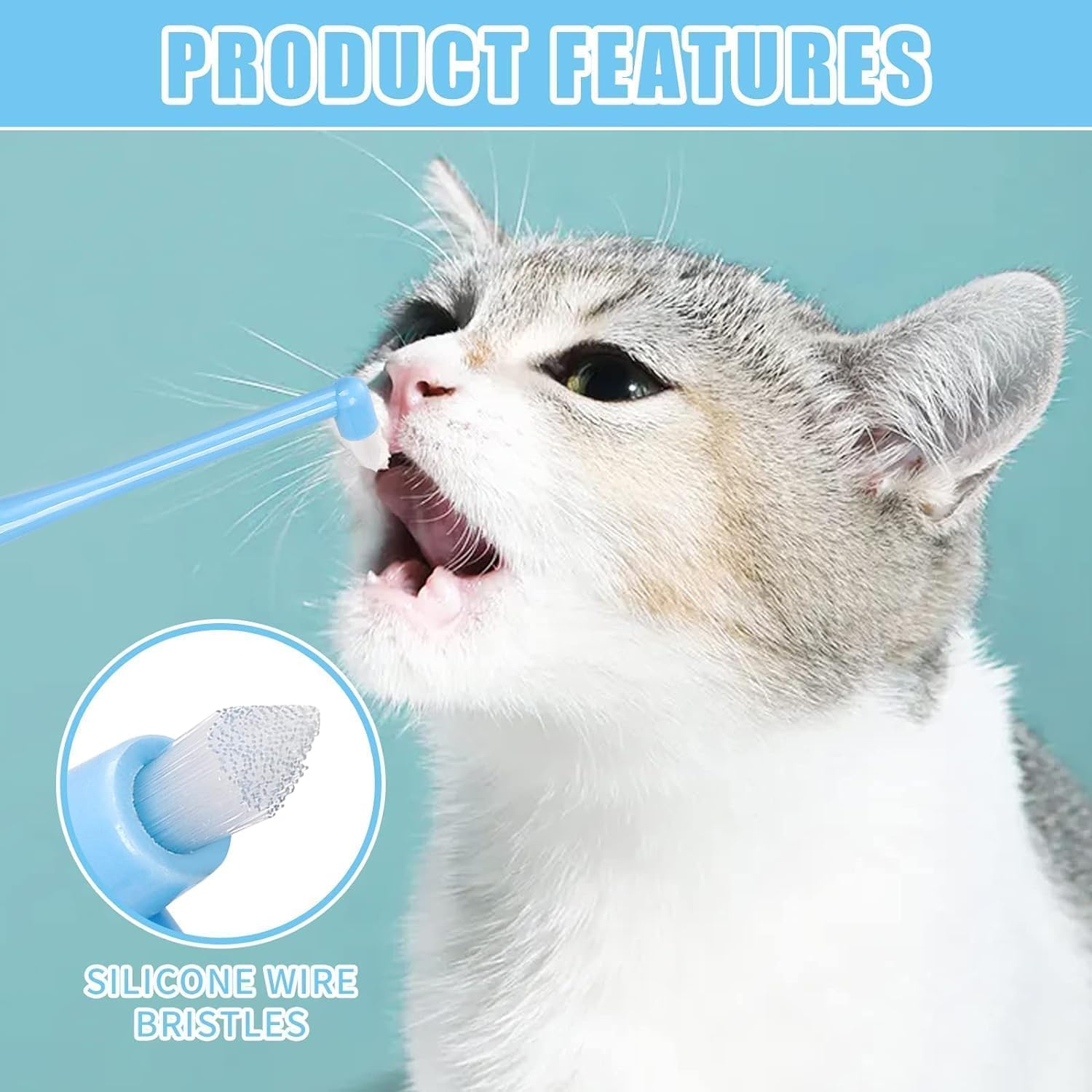 Double Headed Dog Cat Pet Toothbrush Long Handle Dog Tooth Brush, 6Pcs Dual Sided Cat Toothbrushs with Micro Brush Head,Double-Headed Toothbrush Long Handle Tooth Brush Soft Bristle Pet Tooth Brush