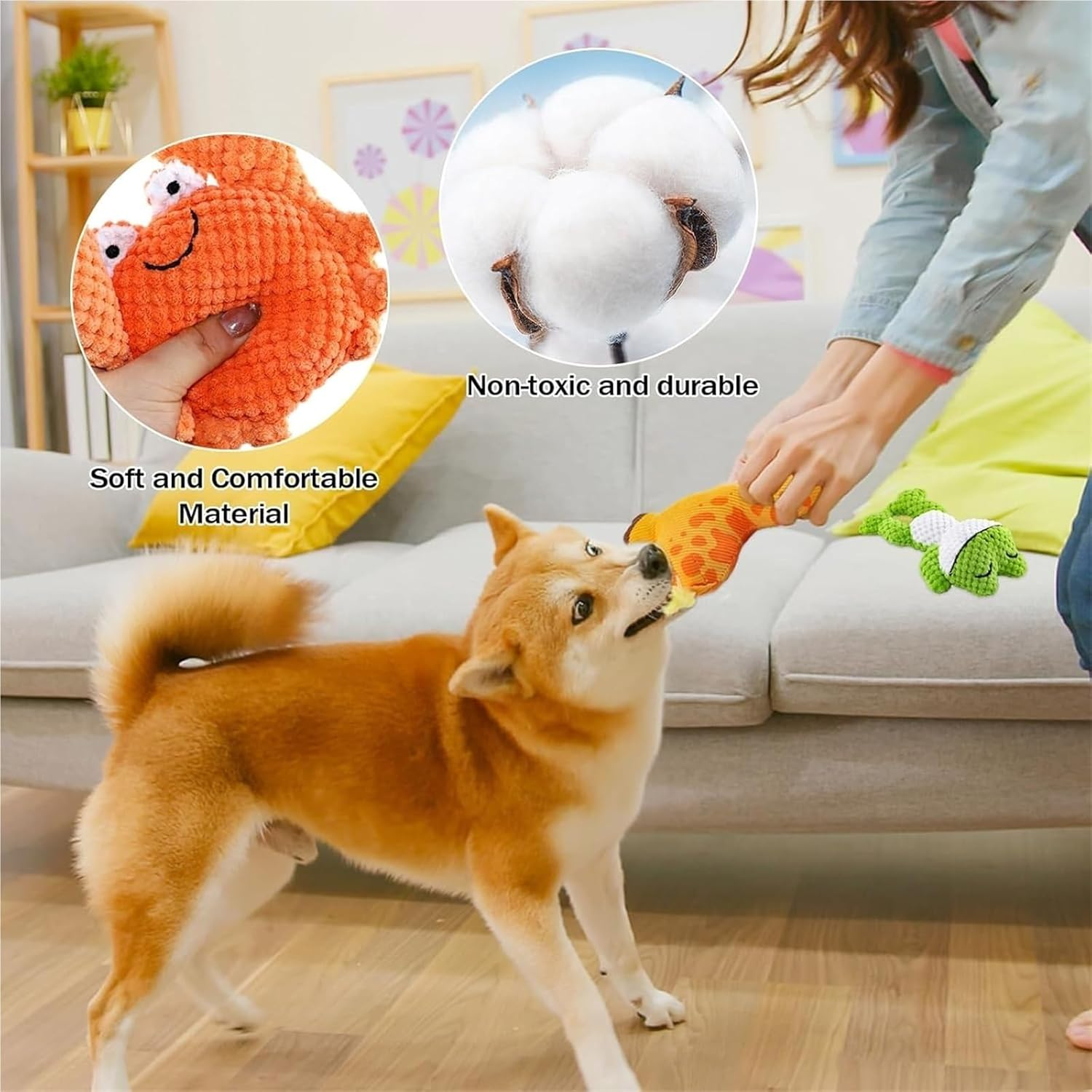 3Pcs Interactive Tough Plush Dog Toy with Squeaker - Durable Chew Toy for All-Size Dogs - Great for Playtime, Training & Mental Stimulation image number 1