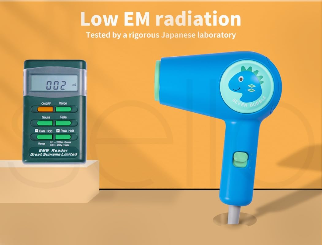 Spector Baby Blow Dryer - Baby Hair Dryer with Gentle Heat Technology for Minimal Noise, Featuring Two Heat Settings - Baby Blow Dryer for Cute Hair Styling, Blue image number 2