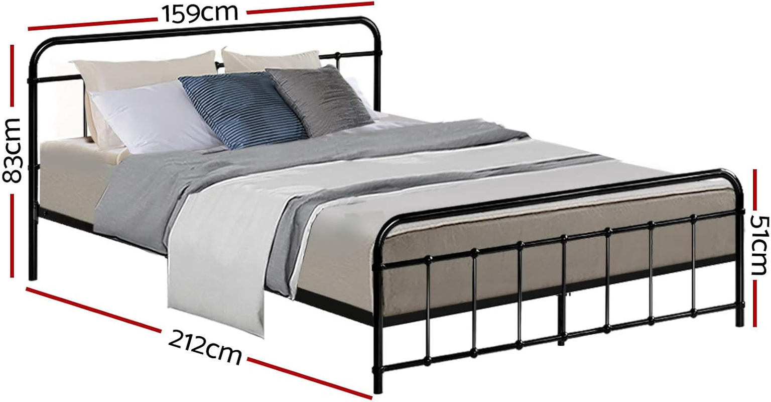 Artiss Queen Metal Bed Frame with Headboard(Base Only), Metal Platform Bed with Easy Assembly, 300Kg Capacity Heavy-Duty Metal Slats with under Bed Storage for Master Bedroom/Guest Room, Black