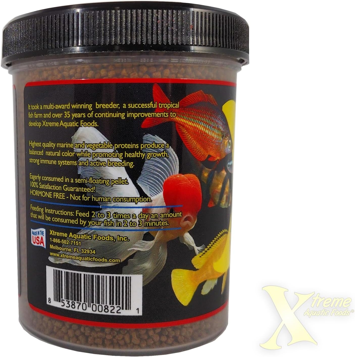 Xtreme Aquatic Foods Nice Naturally Intense Color Enhancer 1.5Mm Semi-Floating Pellets Fish Food 142 Grams (5Oz) image number 3