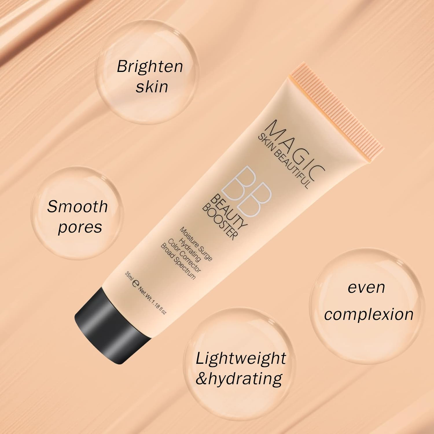 Boobeen Hydrating BB Cream, Full-Coverage Foundation&Concealer, Color Correcting Cream, Tinted Moisturizer BB Cream for All Skin Types - Evens Skin Tone（2 Pcs） image number 5
