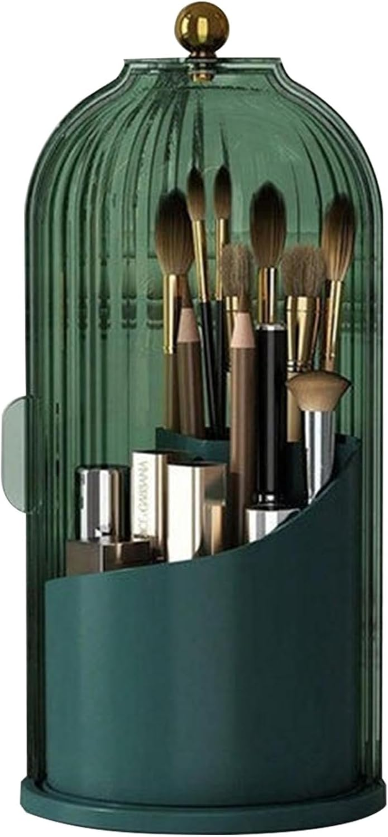 Bird Cage Cosmetic Tools Storage Organizer with Lid,Rotating Makeup Brush Organizer,360&deg; Makeup Brush Organizer, for Vanity, Desktop, Bathroom