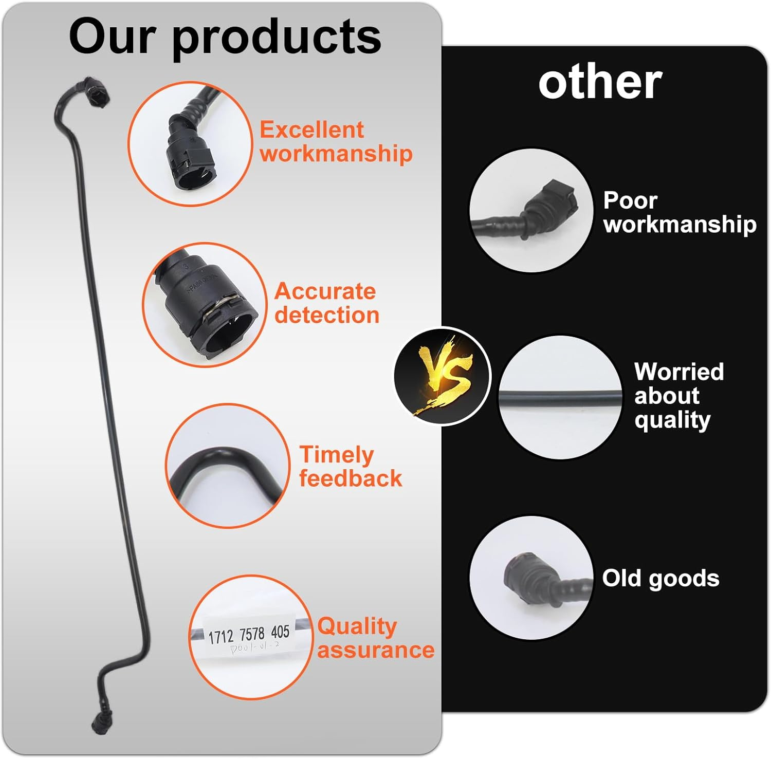 17127578405 Radiator Coolant Water Hose Expansion Tank to Radiator for BMW 5 7 Series F01 F02 F03 F04 F10 F11 523I 530I 730Li Replace# V202356 0819322 P226390 225368 2420637 97347 TM7131 707131 image number 1