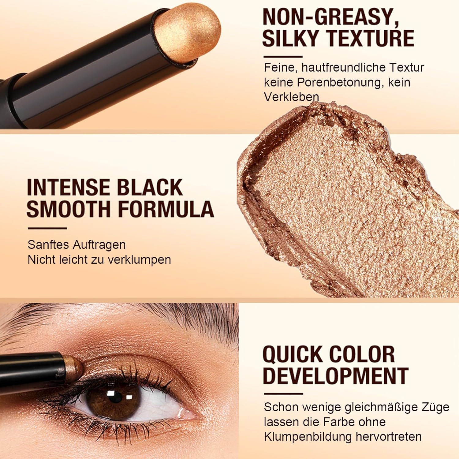 Eyeshadow Stick, Matte Eyeshadow Stick Set, Highly Pigmented Glitter Shimmer Eye Shadow Pencil, Soft Creamy Glitter Eye Makeup Pen Nude image number 4