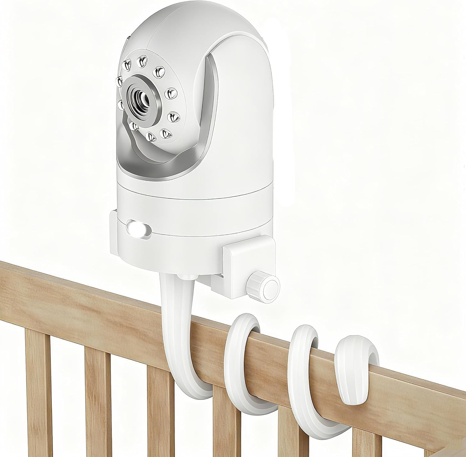 Baby Monitor Mount, Camera Shelf, Flexible Camera Holder, Universal Compatible Size, Adjustable Crib & Furniture Attachment for Baby Monitors(White)