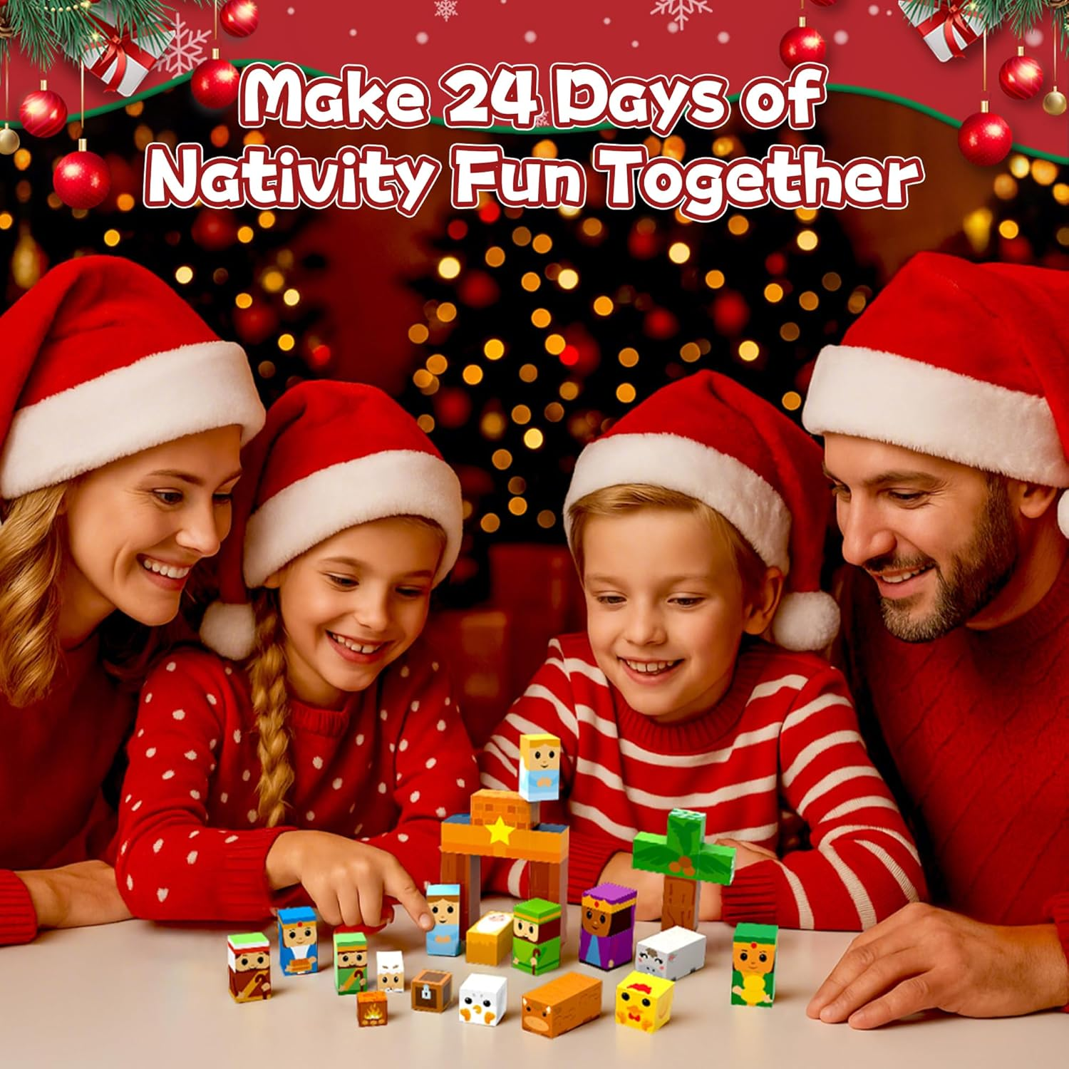 Nativity Advent Calendar 2025, 24 Day Christmas Countdown with Magnet Cubes Jesus Mary Wise Men Angels Animals Magnetic Building Blocks Kits, Educational Holiday Christian Gifts for Kids Boys Teen Girls