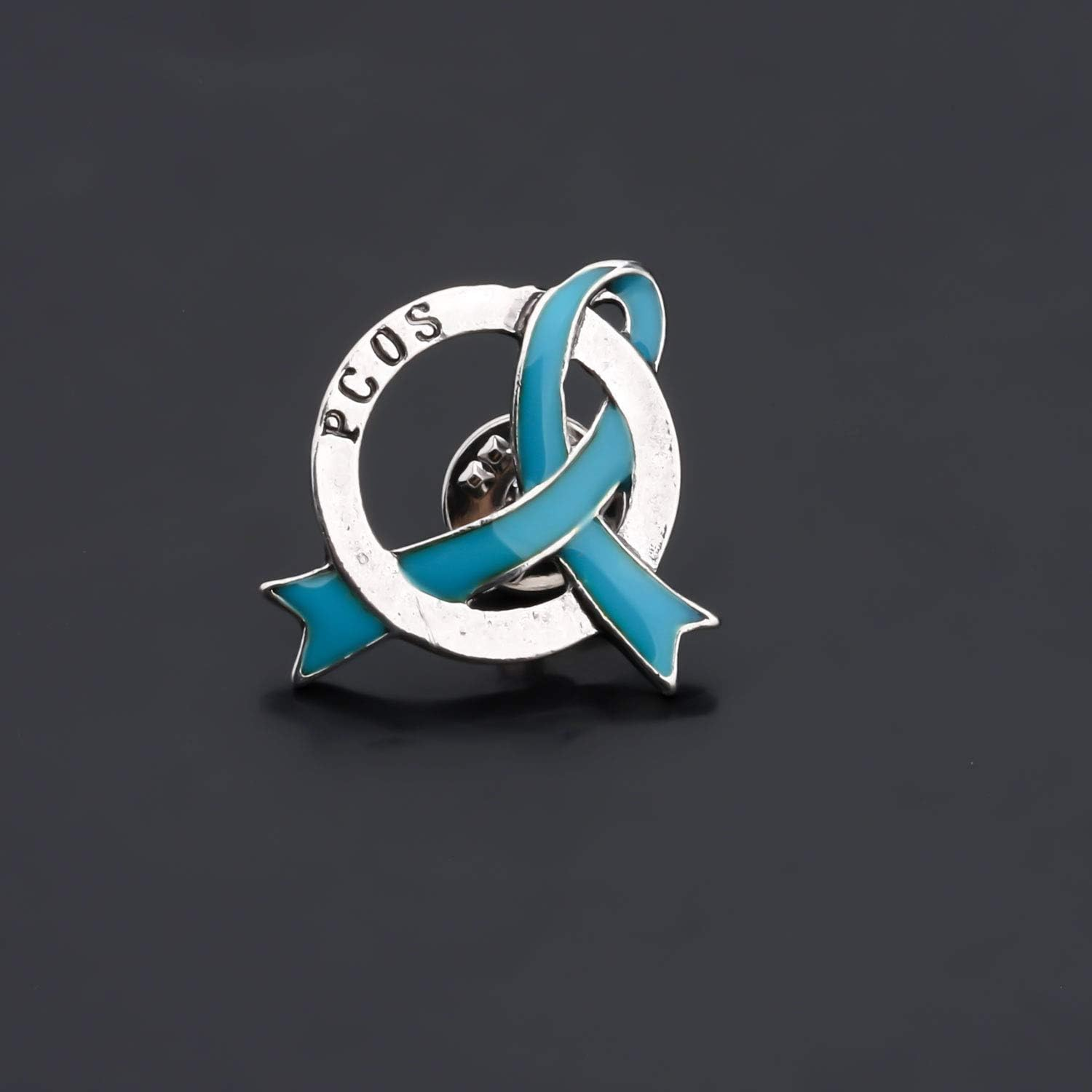 CENWA PCOS Gift Polycystic Ovary Syndrome Gift Teal Awareness PCOS Ribbon Pin PCOS Awareness Jewelry image number 1
