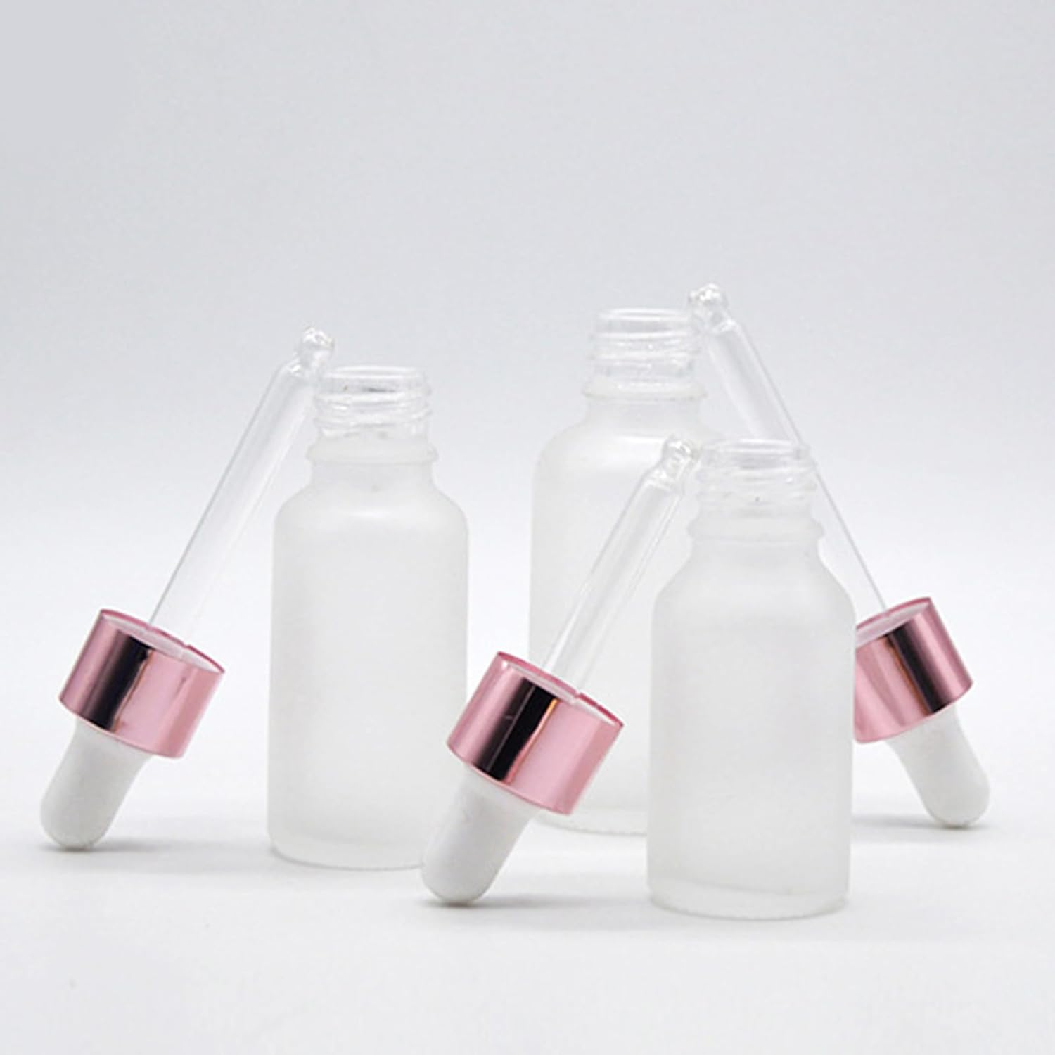 10 Pack, 1Oz Glass Dropper Bottle, 30Ml Frosted Essential Oils Bottle with Rose Gold Cap, Tincture Bottles, Leakproof (White) image number 2
